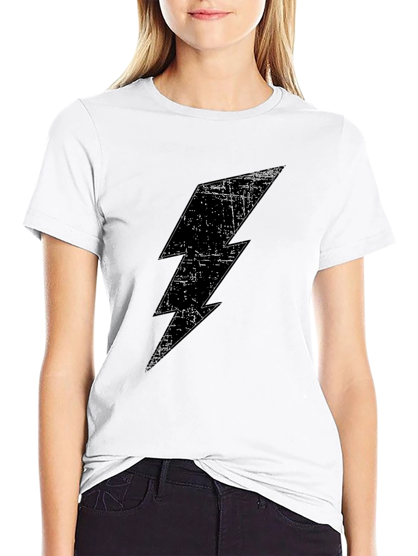Black T-Shirt with Lightning Bolt Graphic