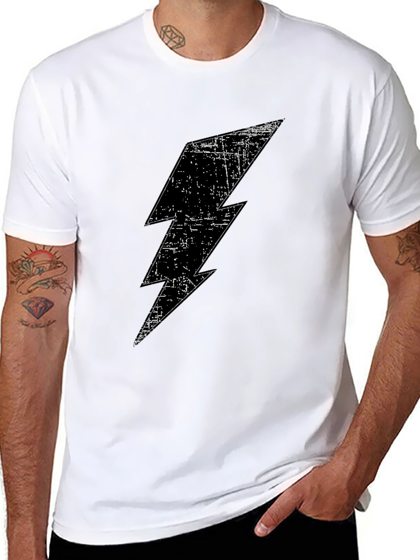 Black T-Shirt with Lightning Bolt Graphic