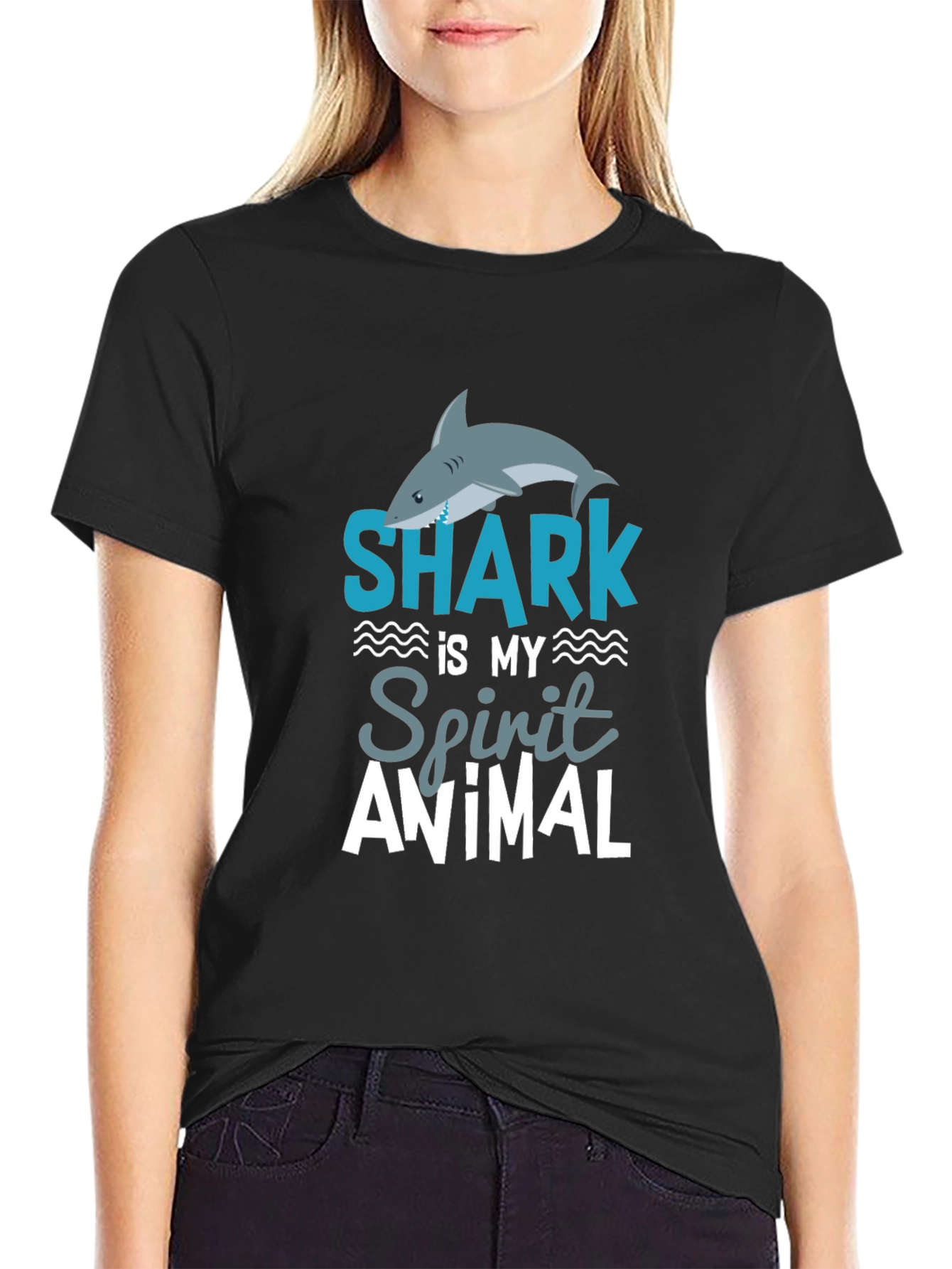 Shark Spirit Animal Graphic T-Shirt - Mens Black Tee