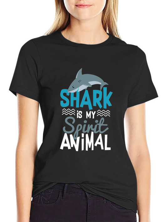 Shark Spirit Animal Graphic T-Shirt - Mens Black Tee