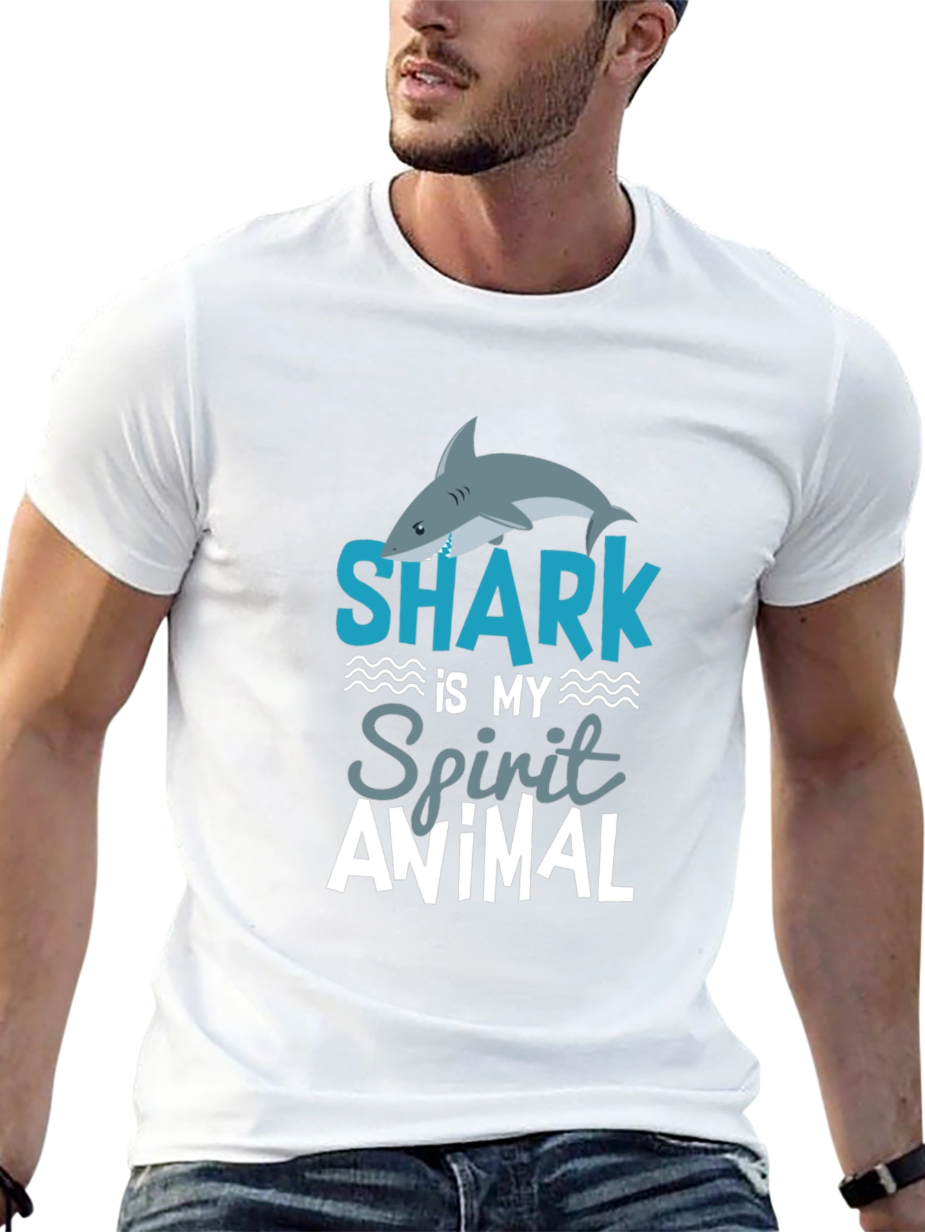 Shark Spirit Animal Graphic T-Shirt - Mens Black Tee