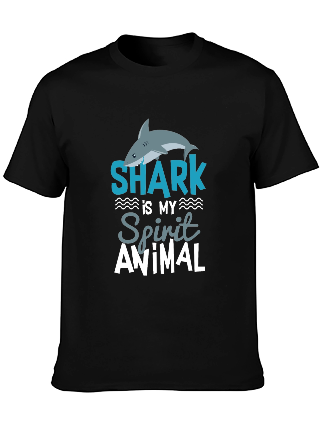 Shark Spirit Animal Graphic T-Shirt - Mens Black Tee