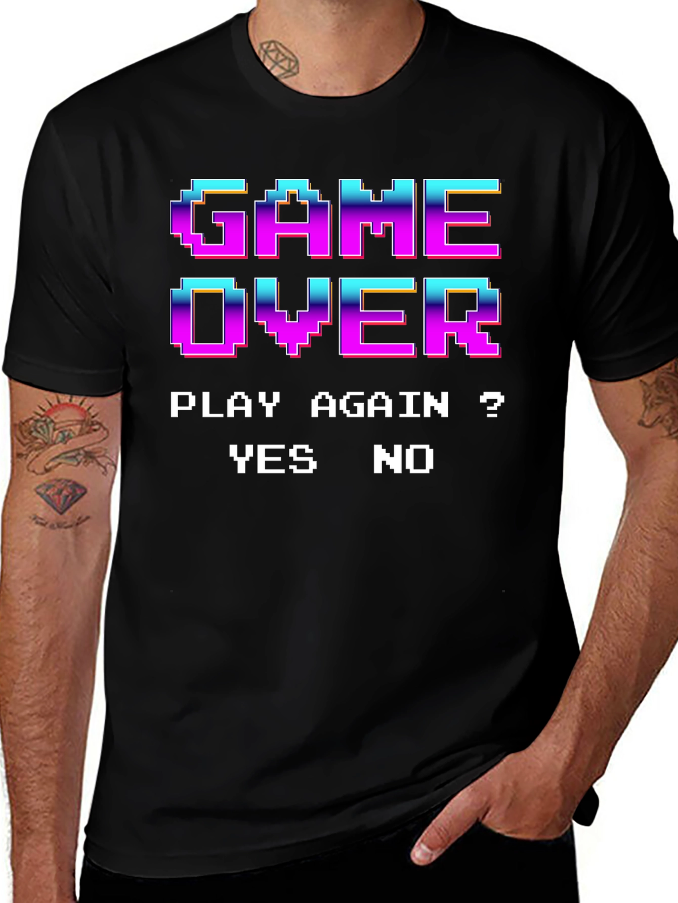 Retro Game Over Pixel Art T-Shirt - Play Again?