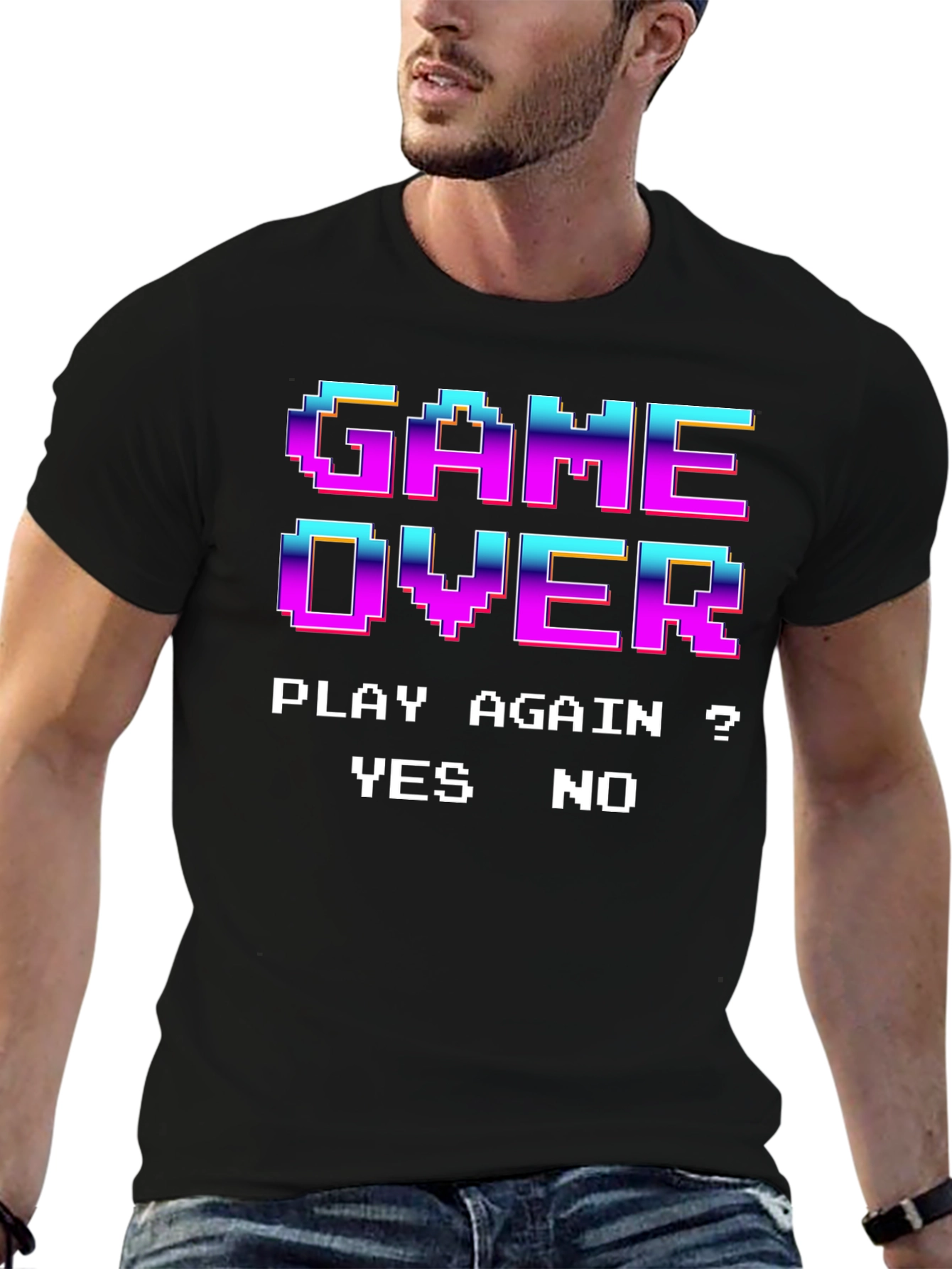 Retro Game Over Pixel Art T-Shirt - Play Again?