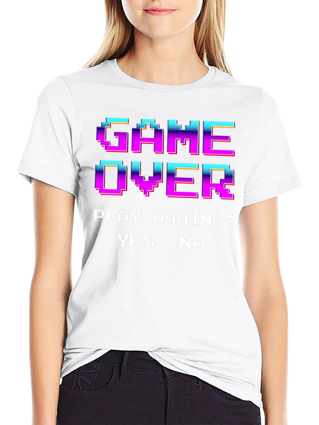 Retro Game Over Pixel Art T-Shirt - Play Again?