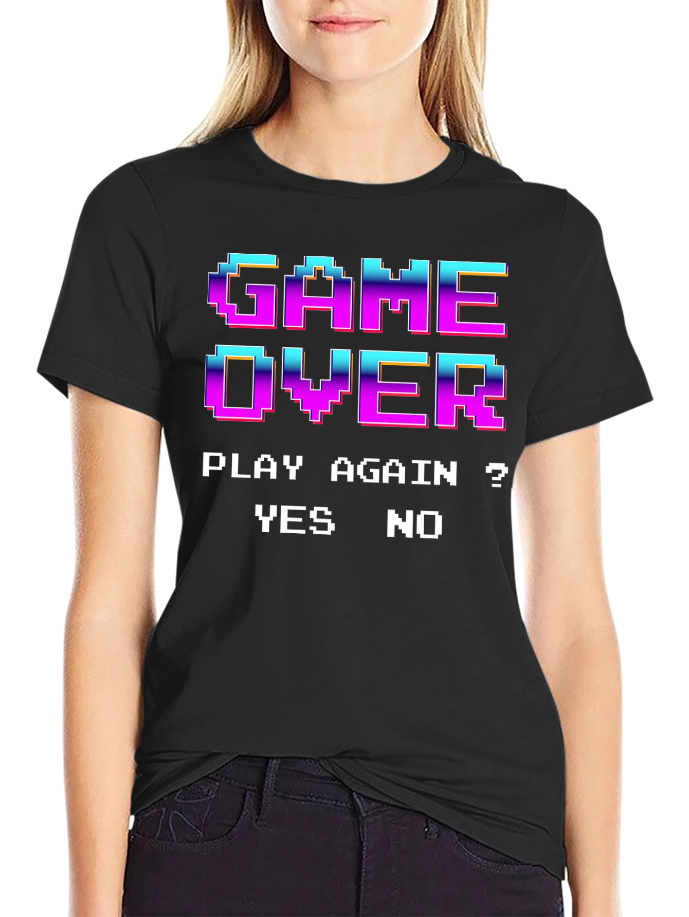Retro Game Over Pixel Art T-Shirt - Play Again?