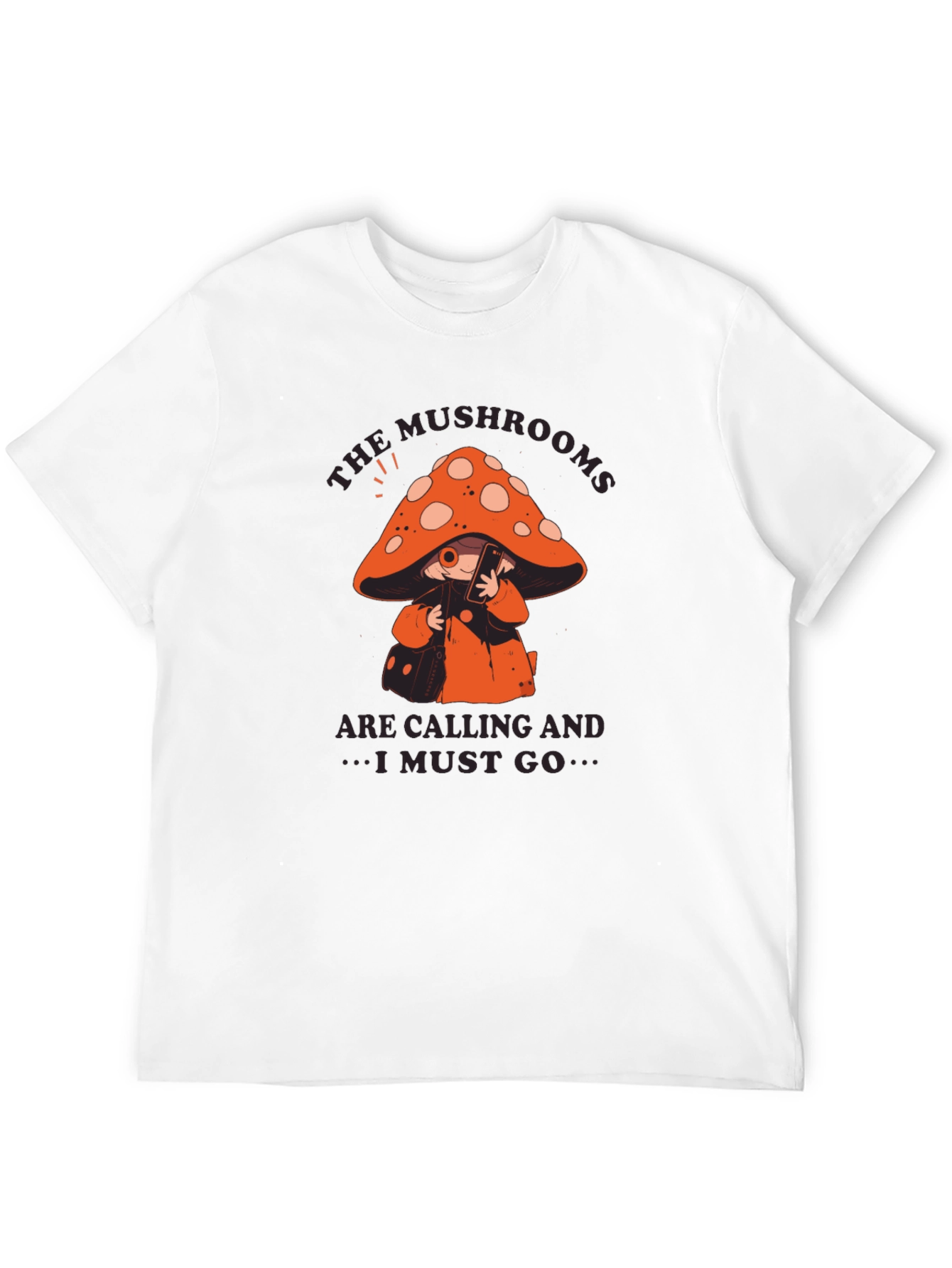 Mushroom Calling T-Shirt - Black Cotton Blend