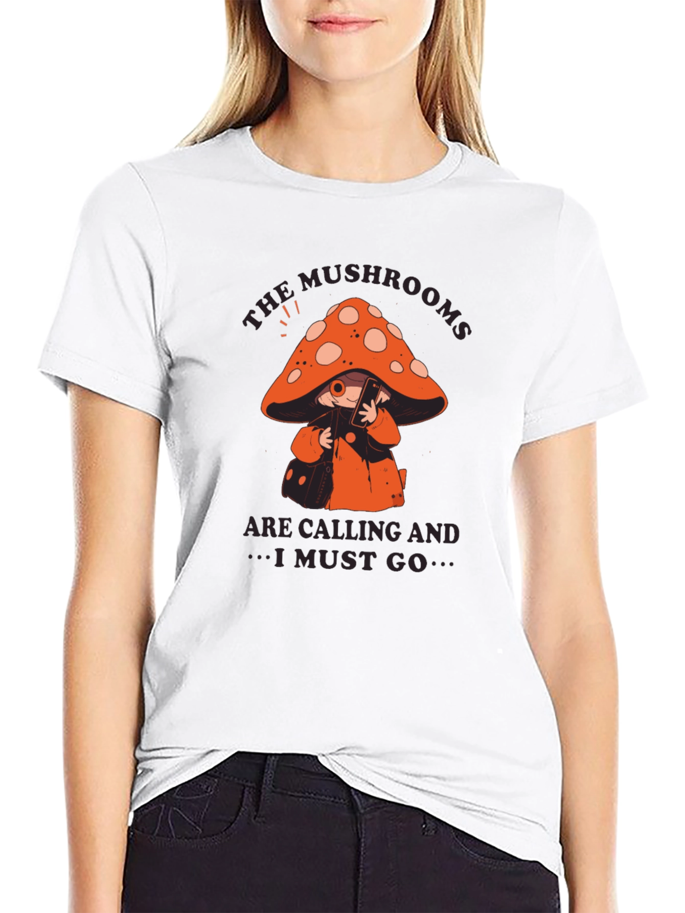 Mushroom Calling T-Shirt - Black Cotton Blend