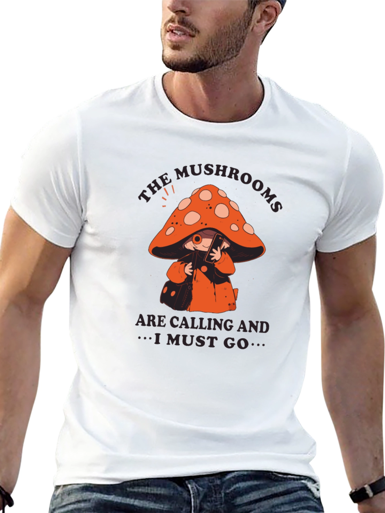 Mushroom Calling T-Shirt - Black Cotton Blend