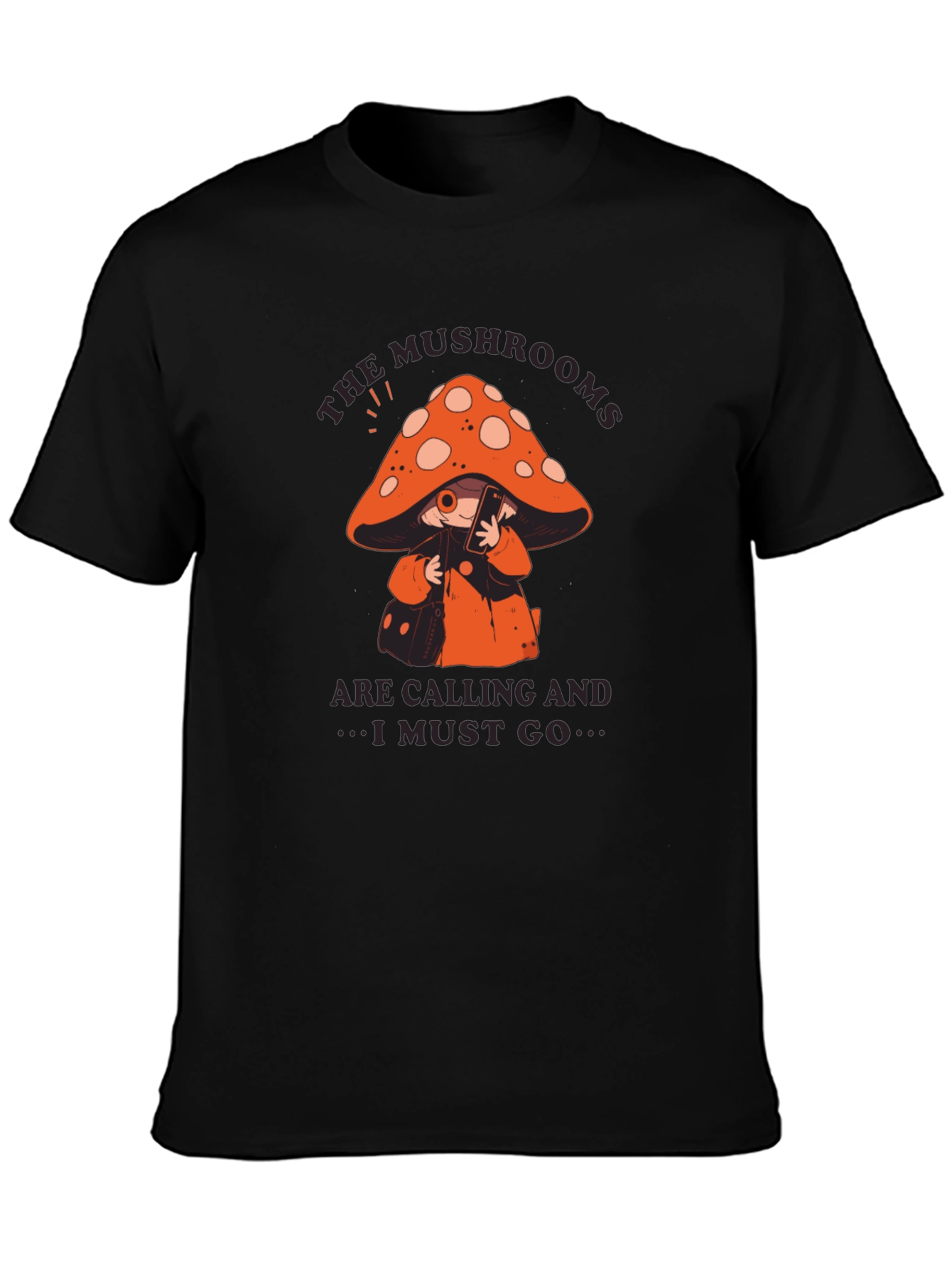 Mushroom Calling T-Shirt - Black Cotton Blend