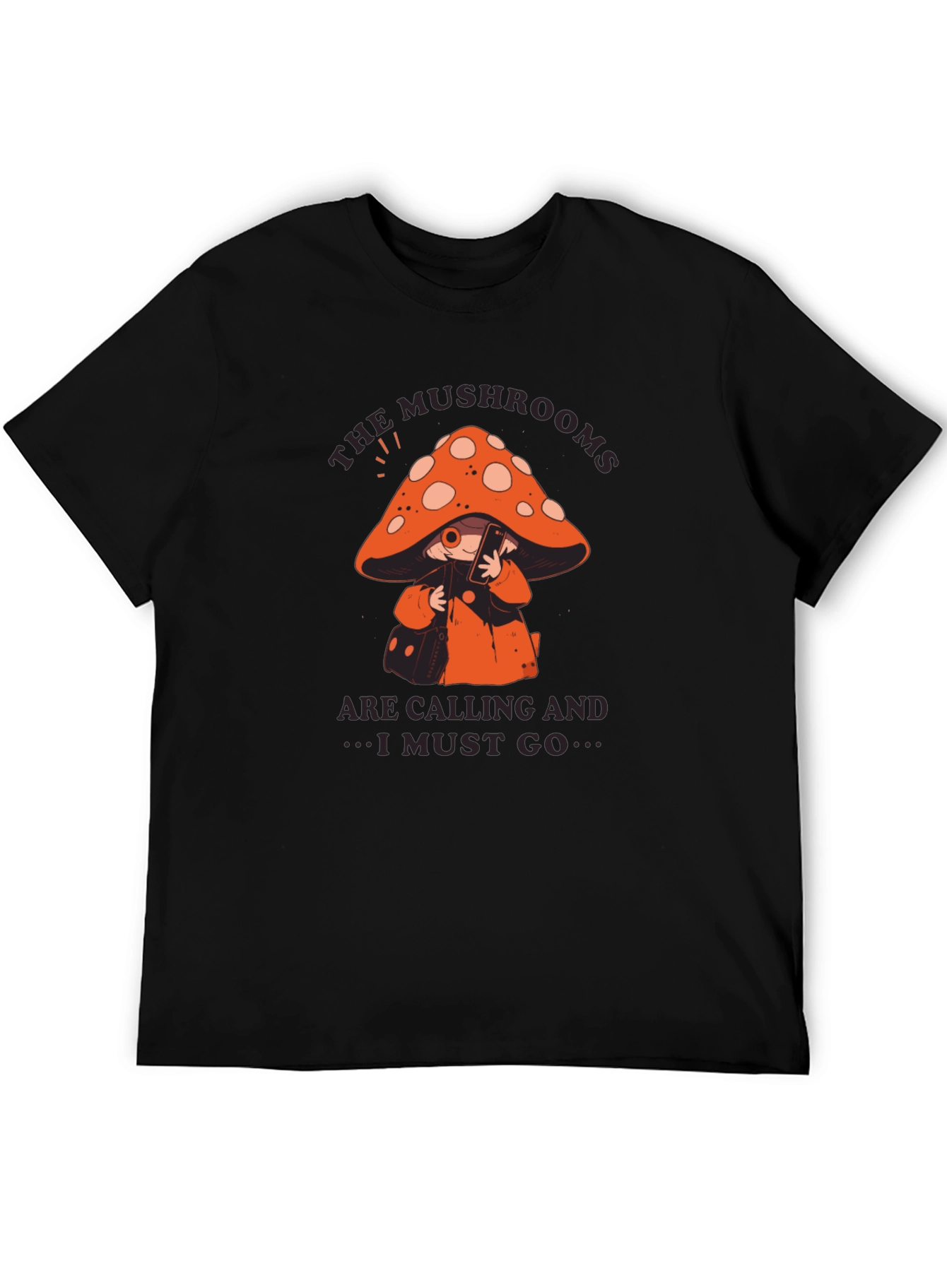 Mushroom Calling T-Shirt - Black Cotton Blend