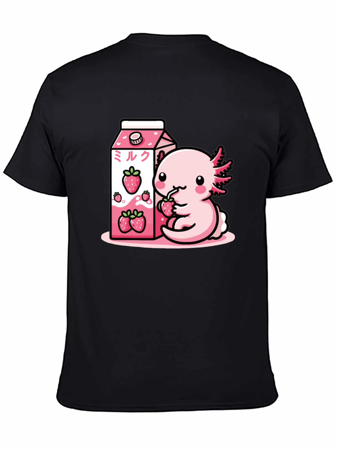 Axolotl & Strawberry Milk T-Shirt - Cute Kawaii Design