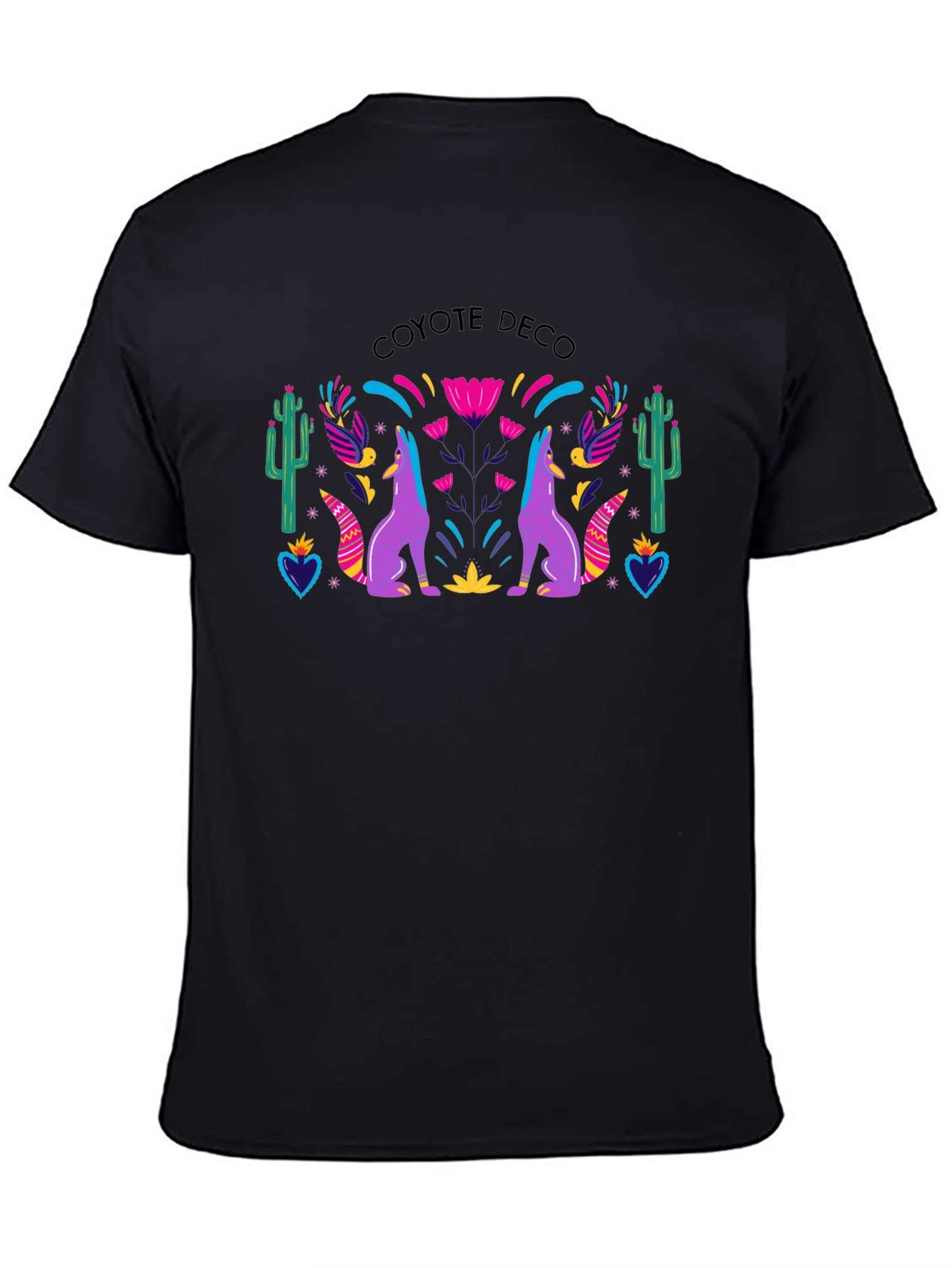 Coyote Deco Graphic Tee - Stylish Black T-Shirt