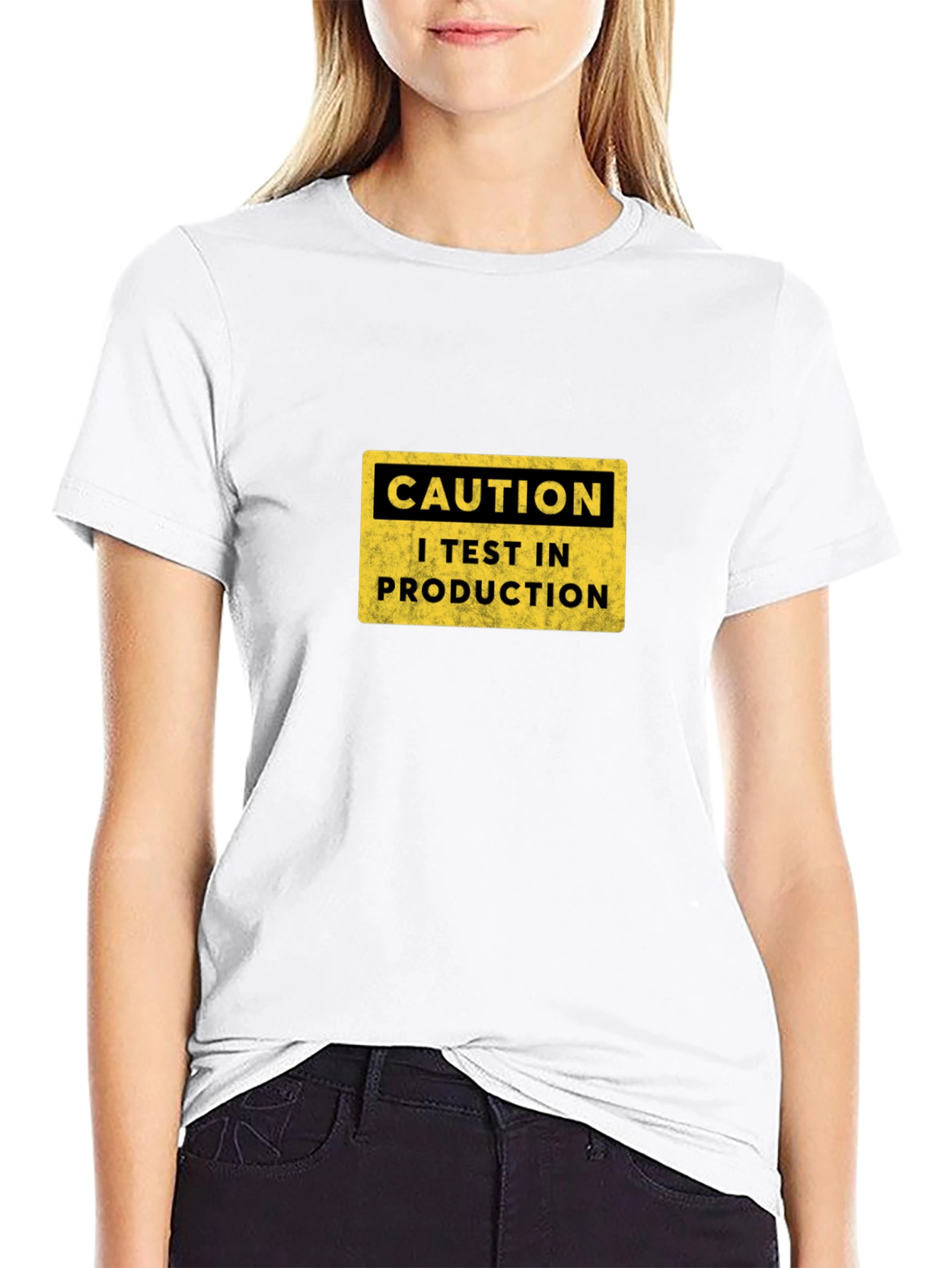 Caution I Test In Production Black T-Shirt