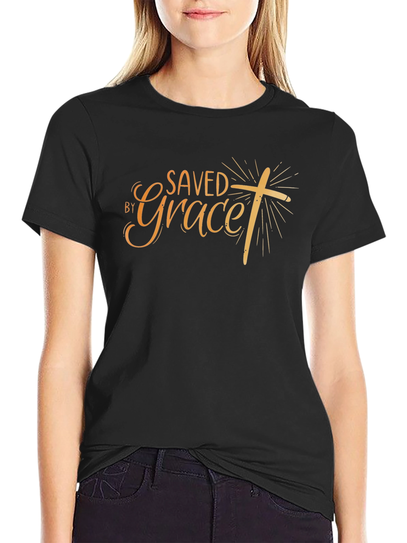 Saved By Grace Black T-Shirt