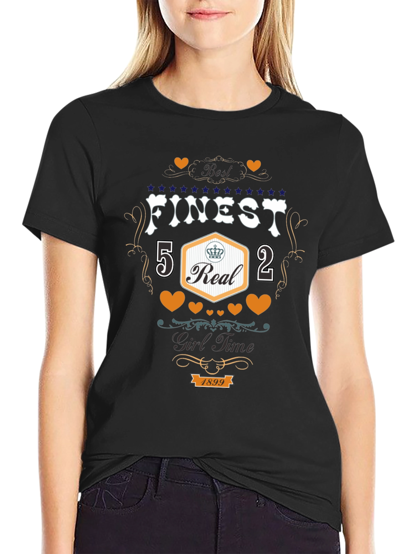 Finest 5 Real 2 Girl Time Black T-Shirt