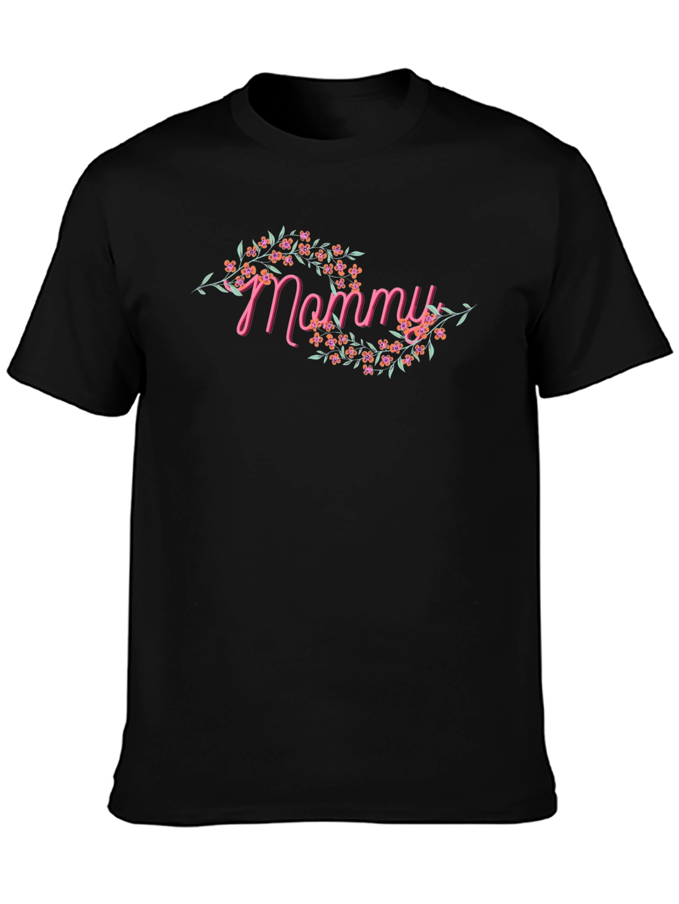 Mommy Floral Graphic Tee - Black T-Shirt