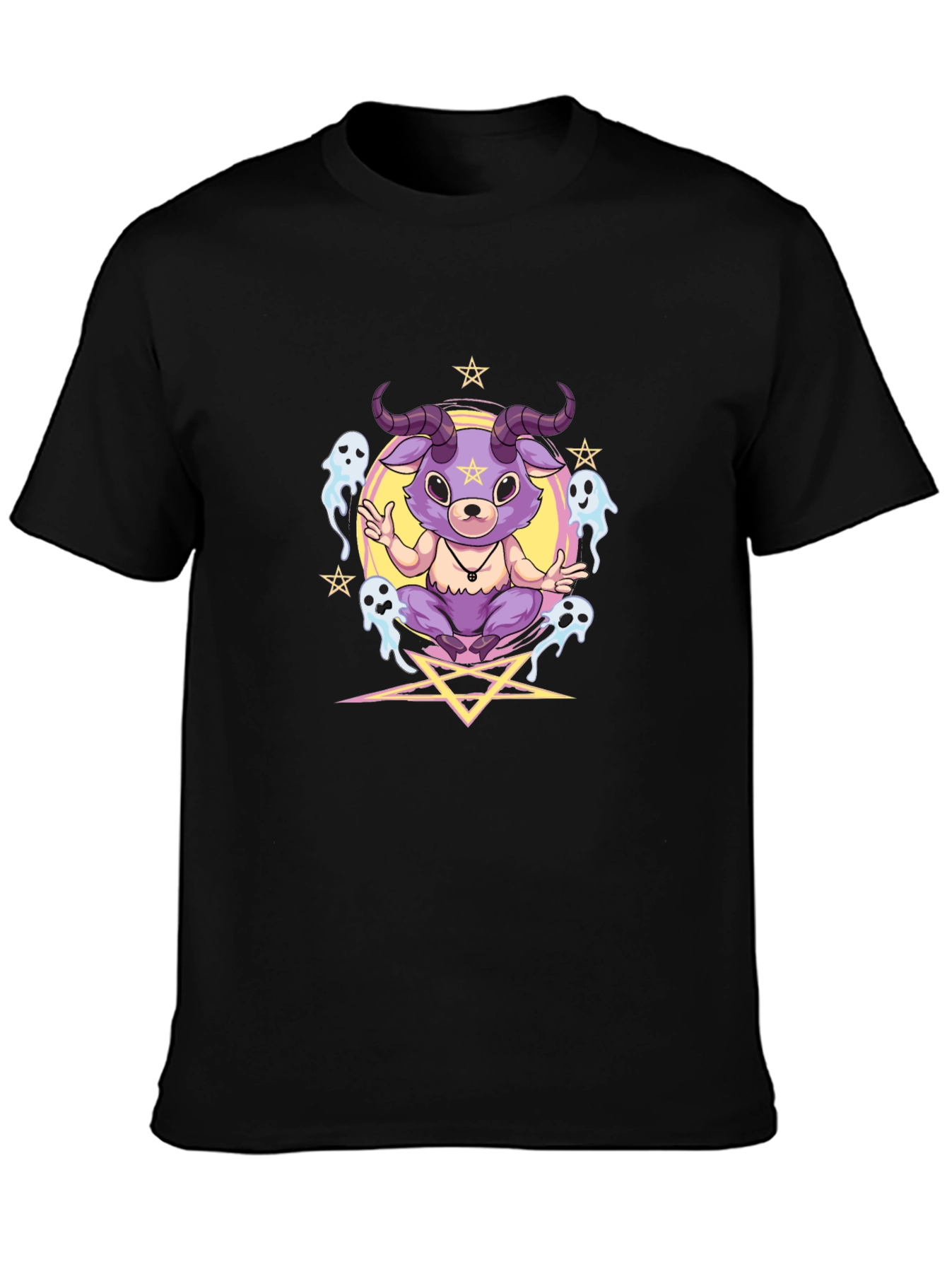 Cartoon Baphomet T-Shirt - Gothic Occult Style