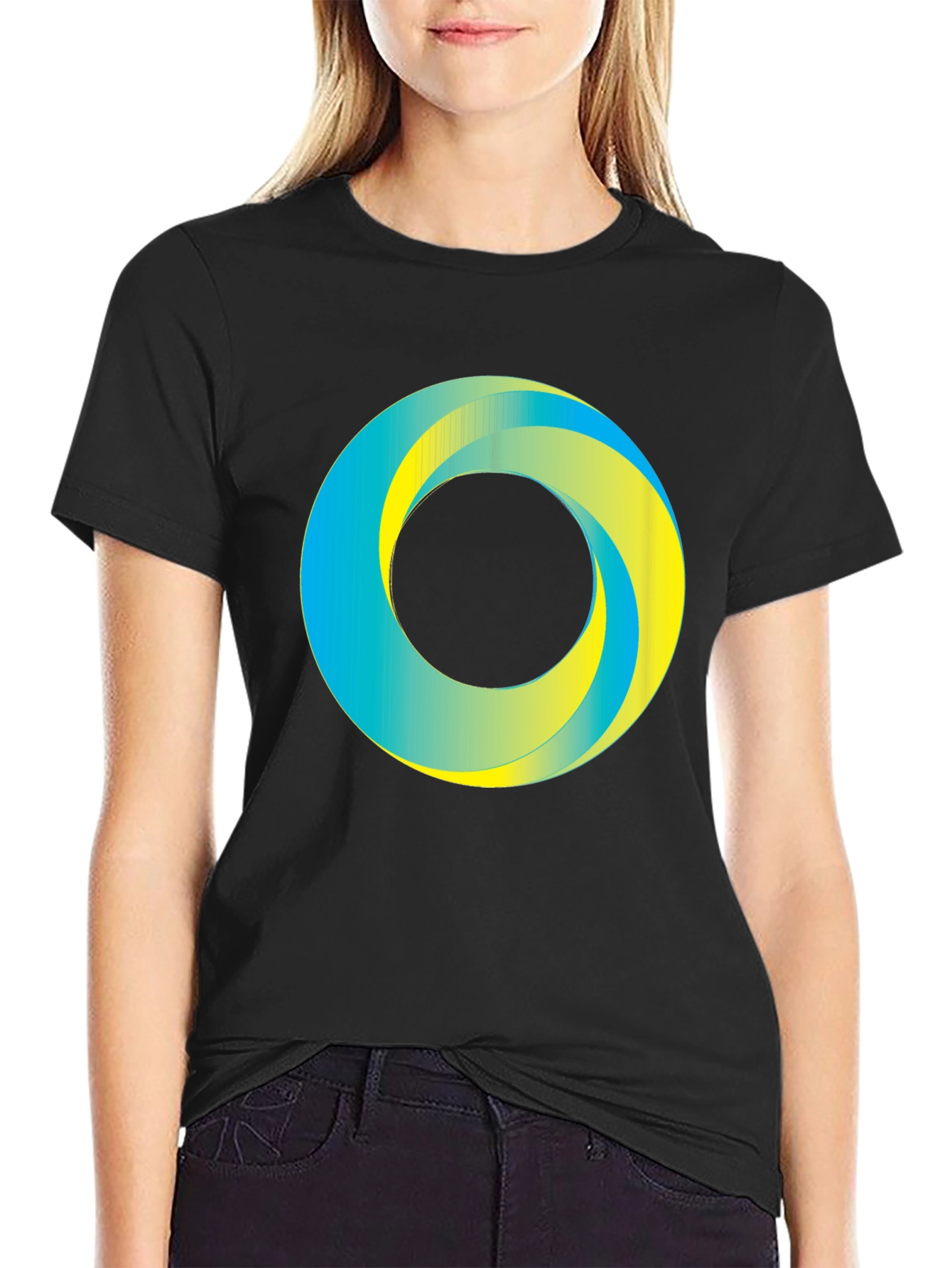 Abstract Circle Graphic Print Tee - Casual Style