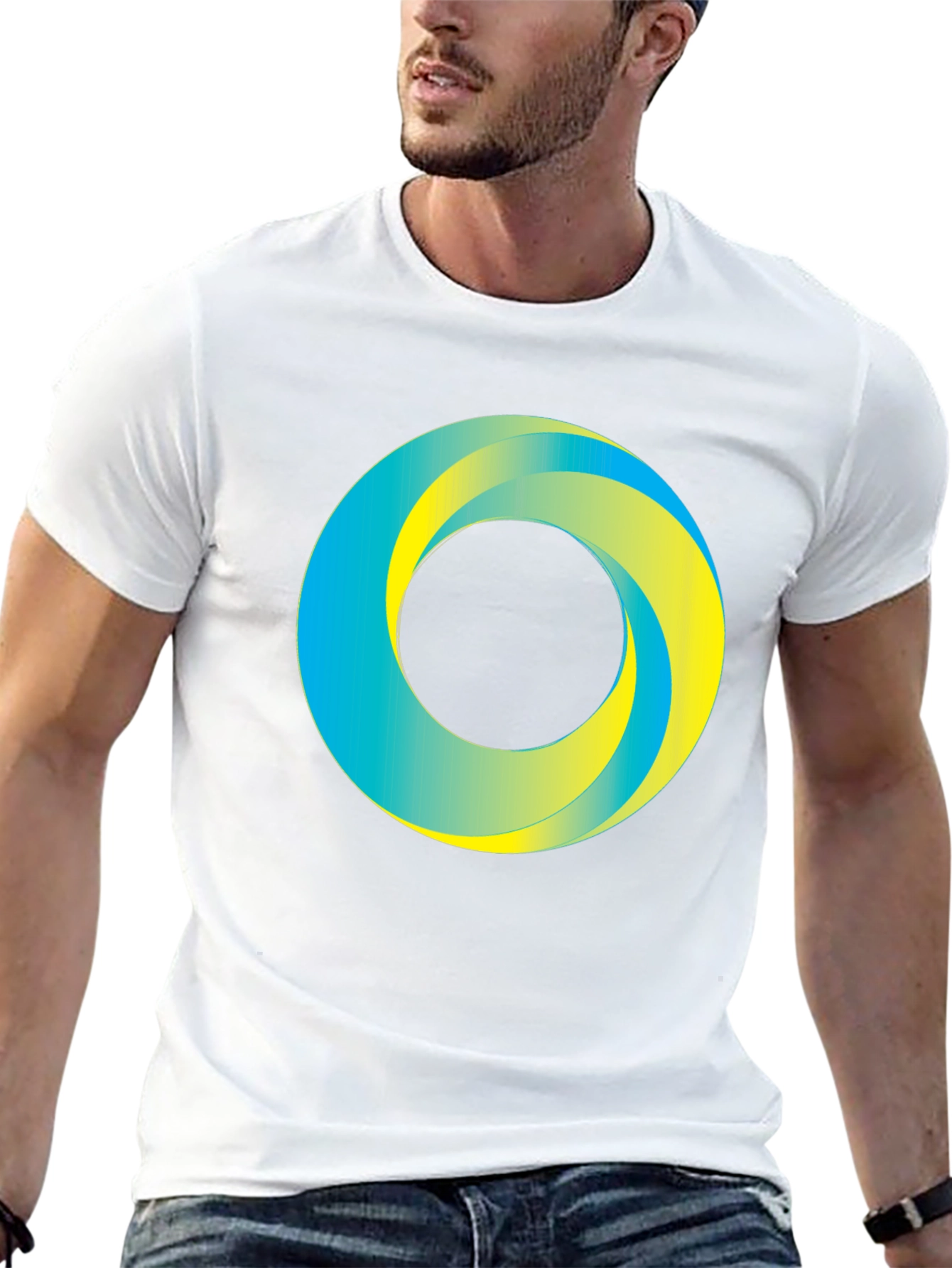 Abstract Circle Graphic Print Tee - Casual Style