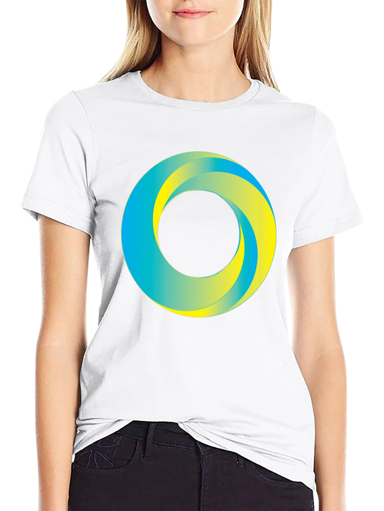 Abstract Circle Graphic Print Tee - Casual Style