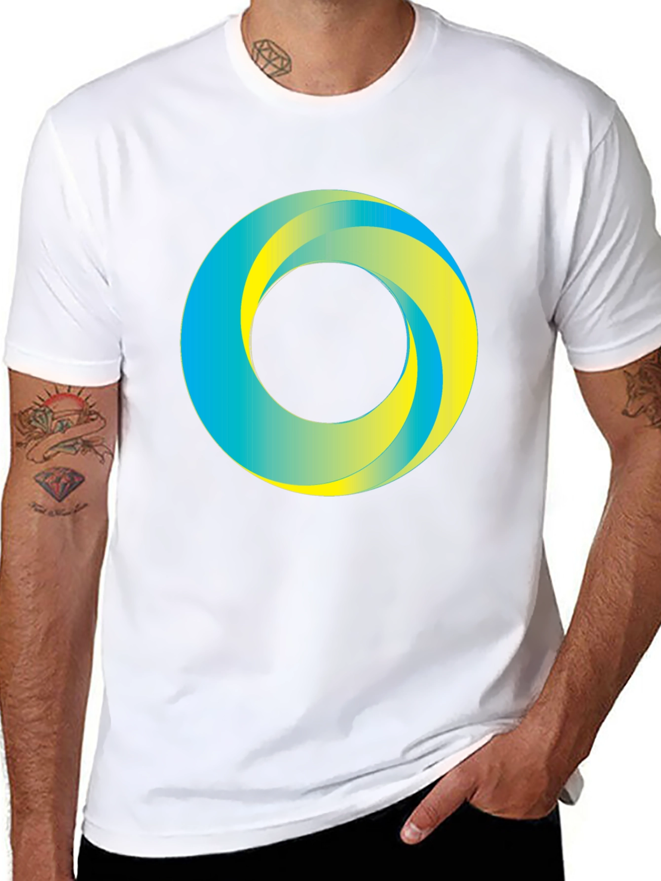Abstract Circle Graphic Print Tee - Casual Style