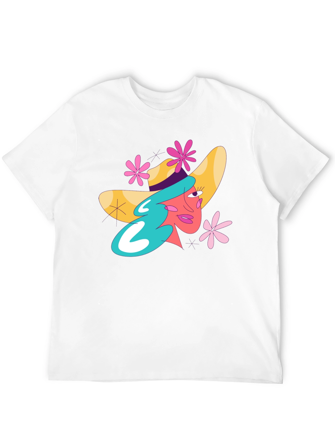 Whimsical Woman Graphic Tee - Trendy Black T-Shirt