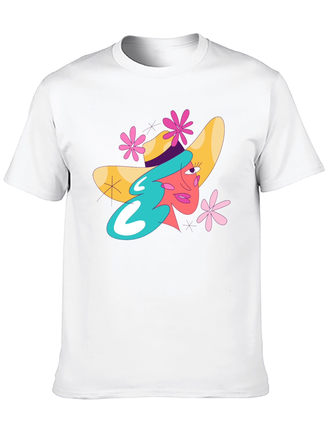 Whimsical Woman Graphic Tee - Trendy Black T-Shirt