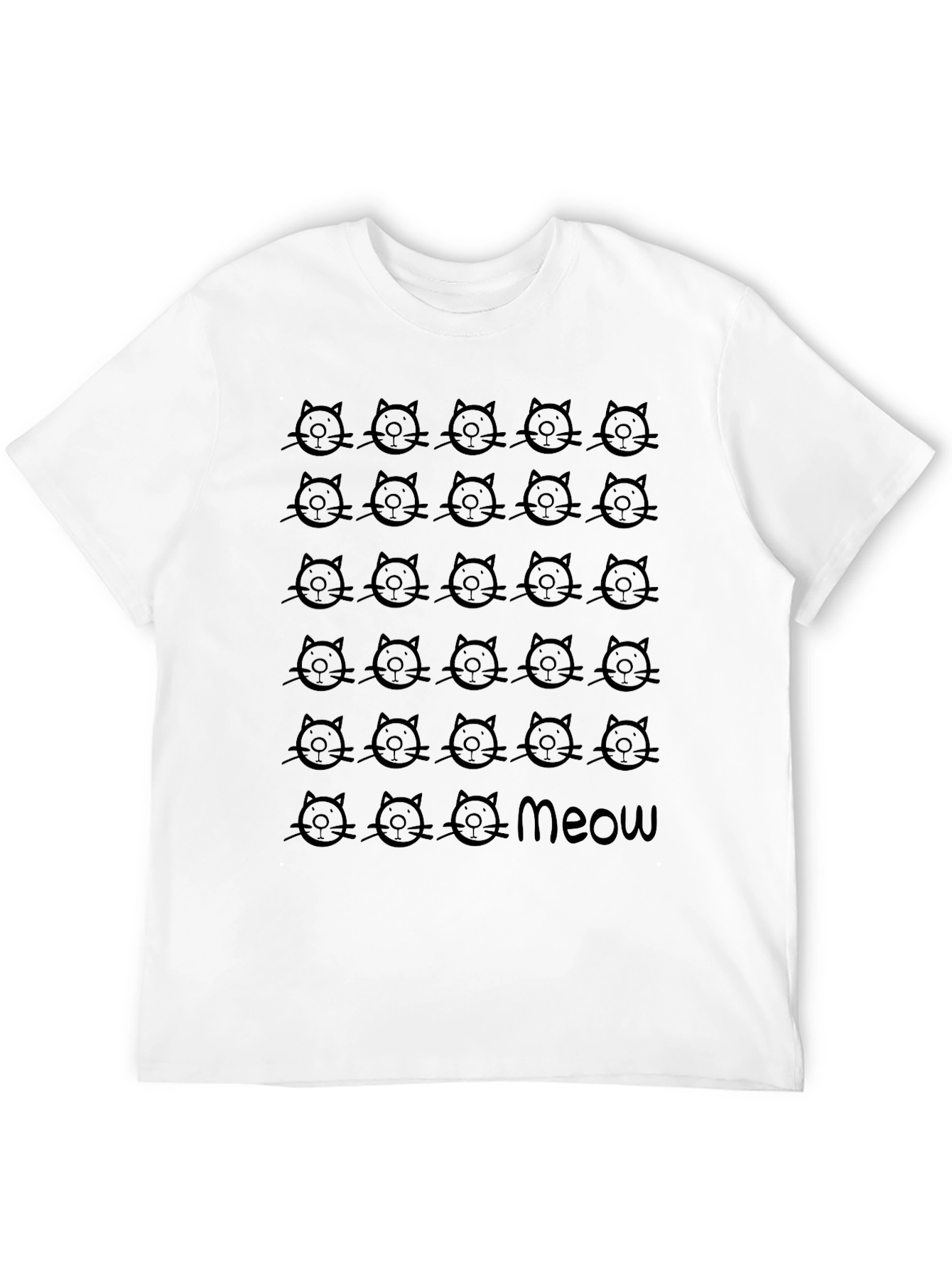 Meow Cat Pattern T-Shirt - Stylish Casual Tee
