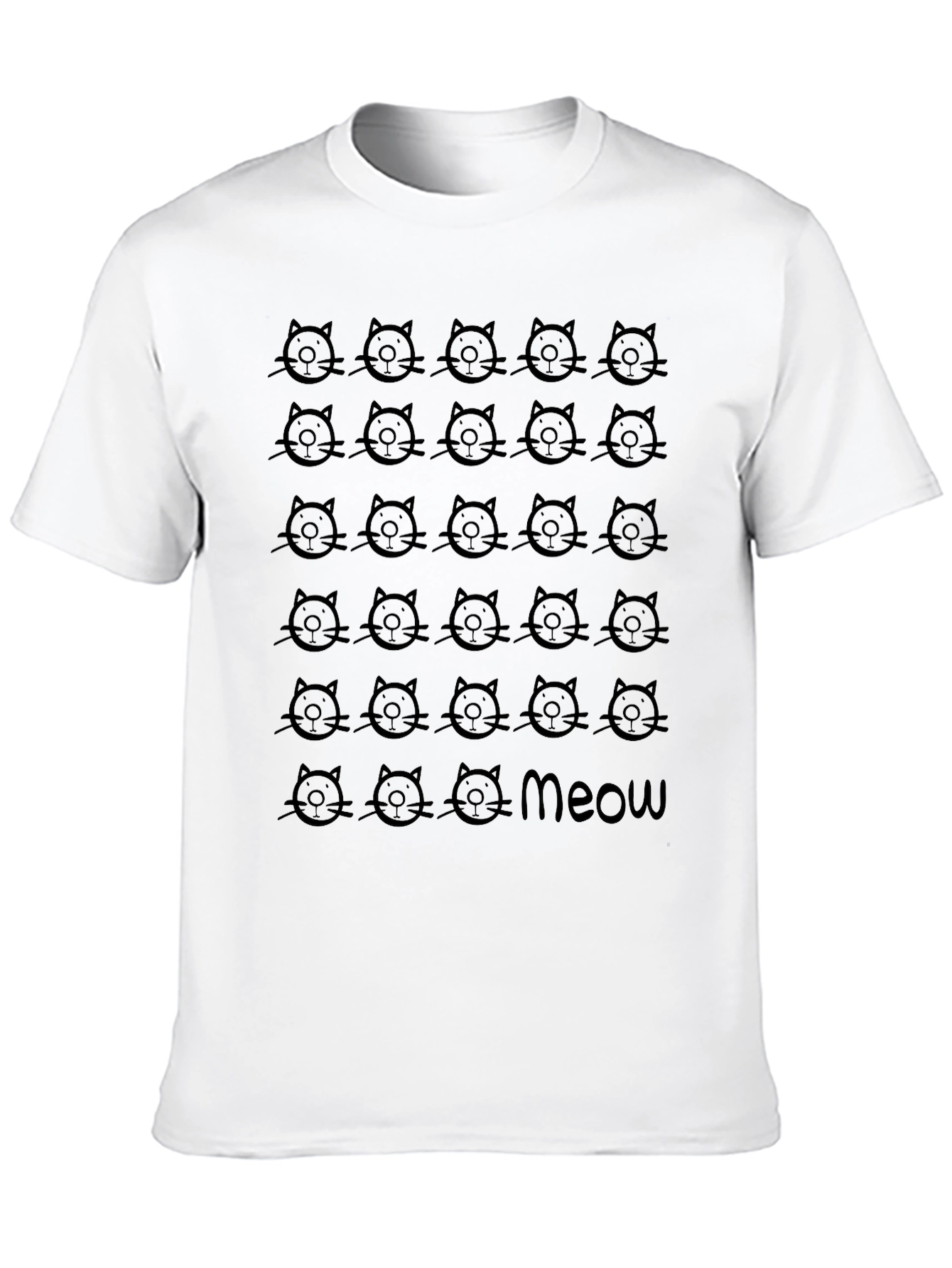 Meow Cat Pattern T-Shirt - Stylish Casual Tee