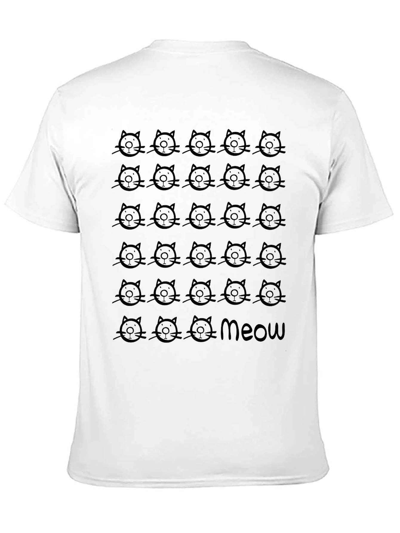 Meow Cat Pattern T-Shirt - Stylish Casual Tee
