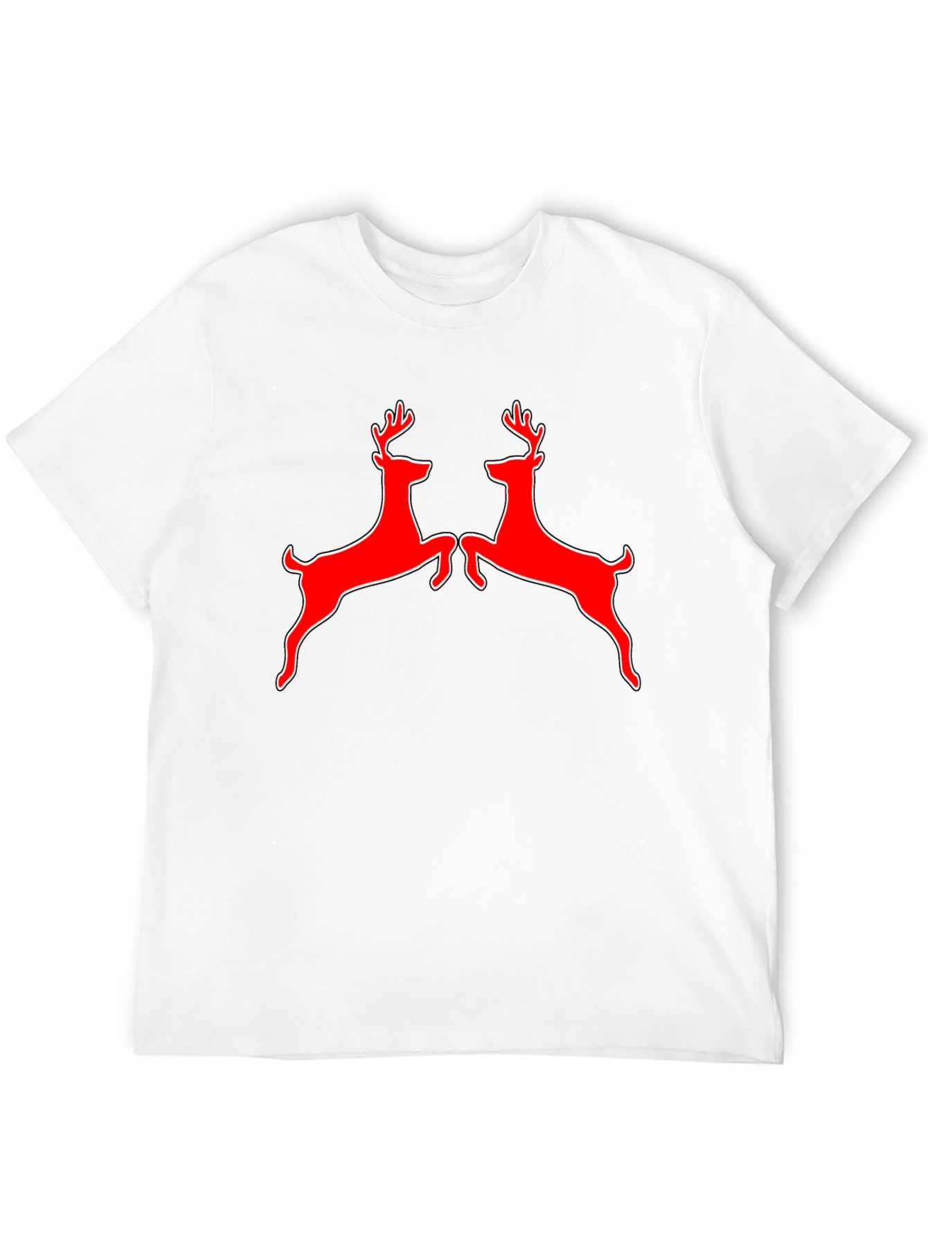Red Deer Graphic Tee - Black Cotton Shirt