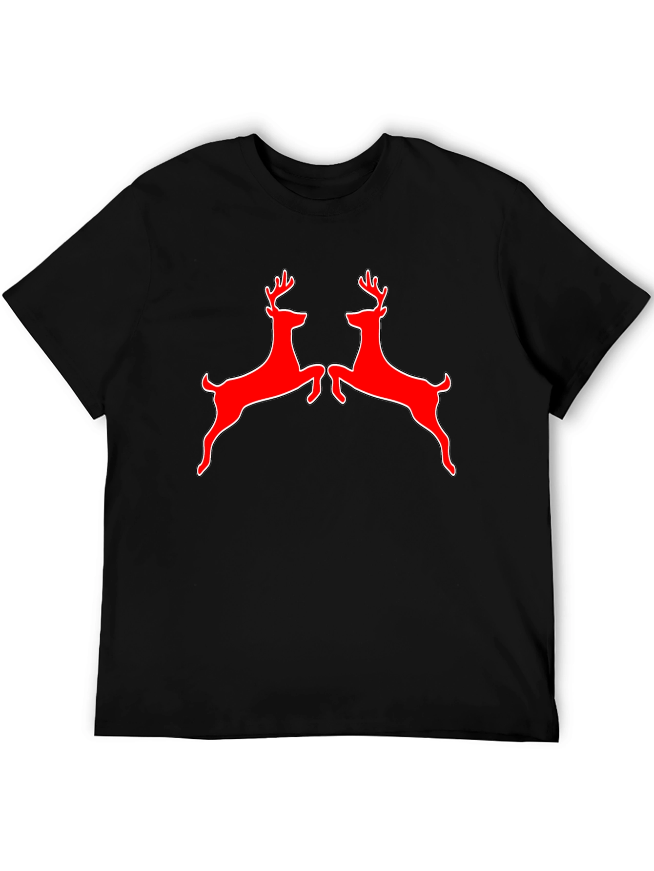 Red Deer Graphic Tee - Black Cotton Shirt