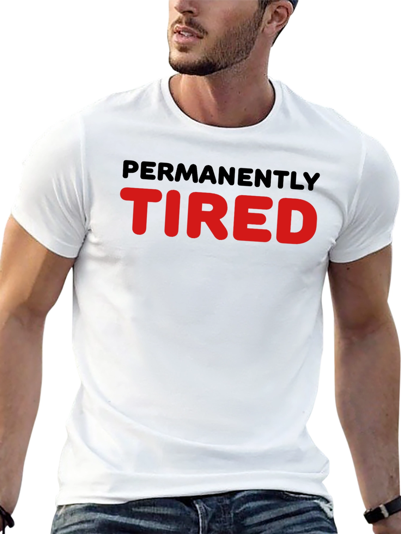 Permanently Tired Graphic Tee - Black Cotton T-Shirt