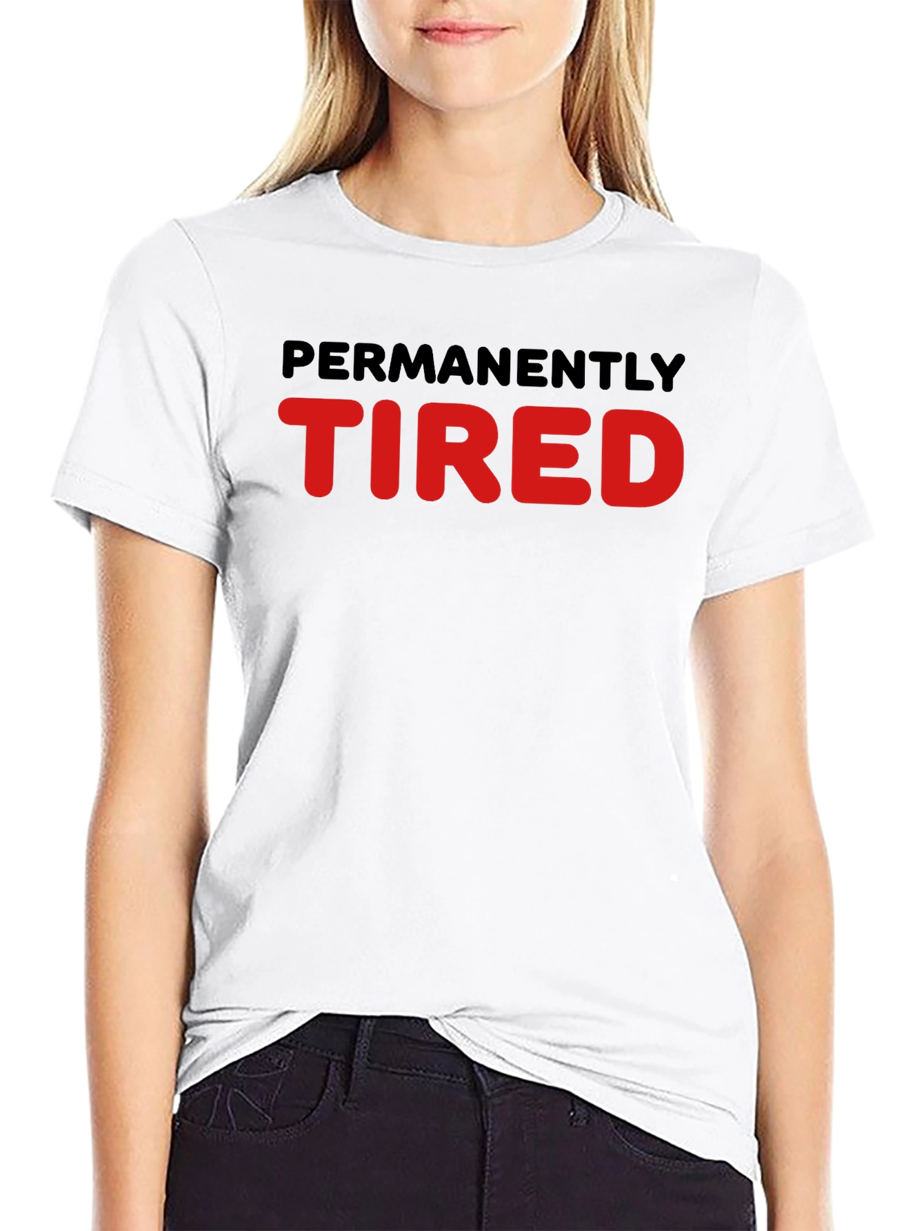 Permanently Tired Graphic Tee - Black Cotton T-Shirt