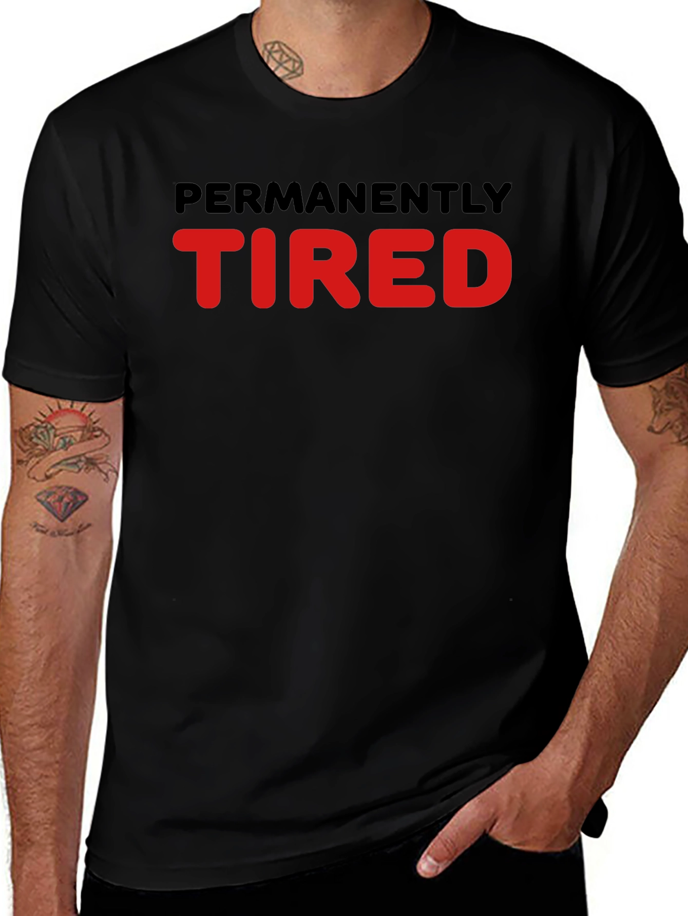 Permanently Tired Graphic Tee - Black Cotton T-Shirt
