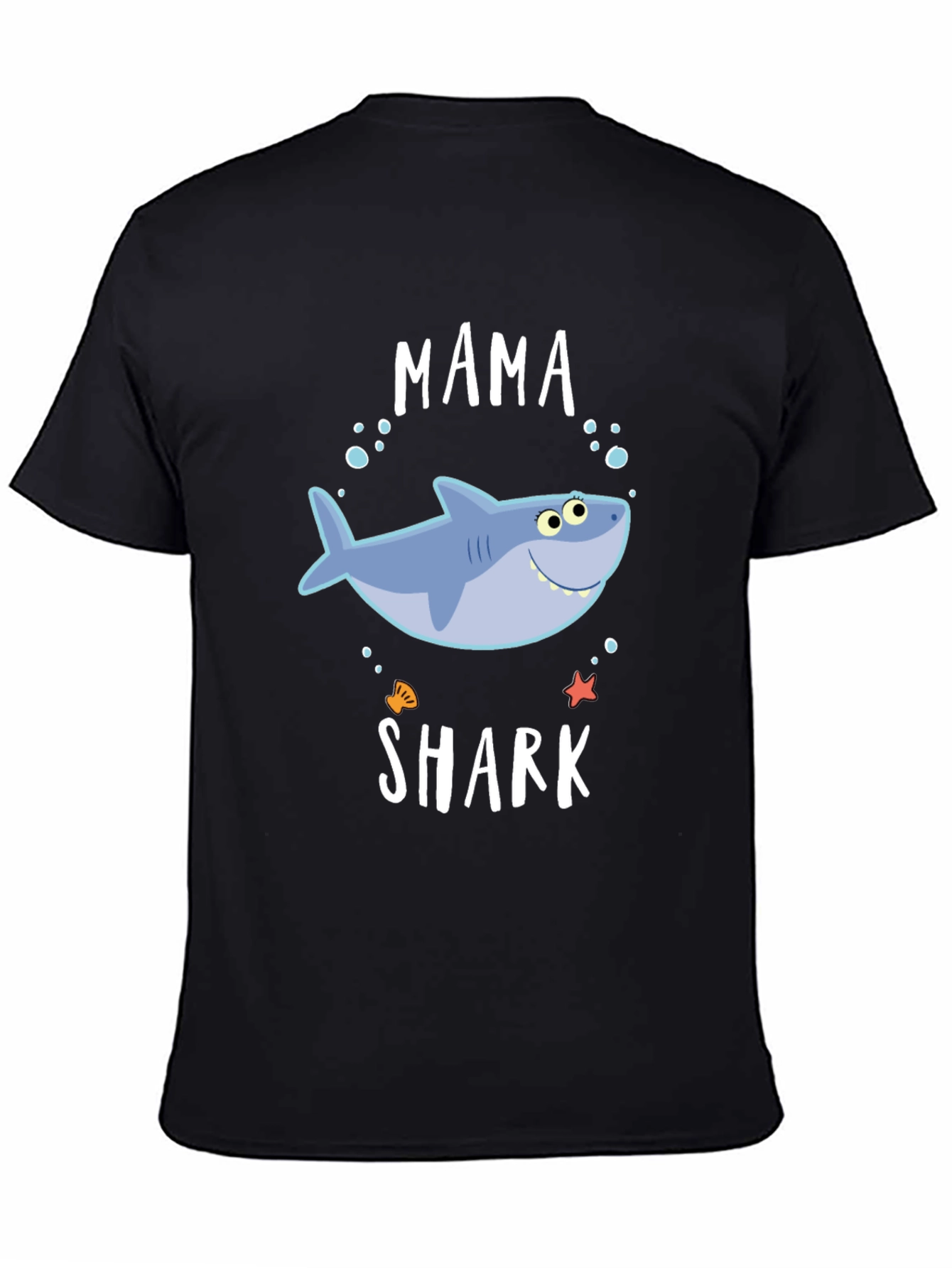 Mama Shark Graphic Tee - Black Cotton Blend T-Shirt