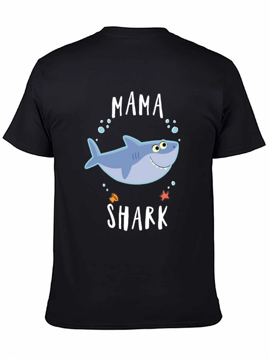 Mama Shark Graphic Tee - Black Cotton Blend T-Shirt