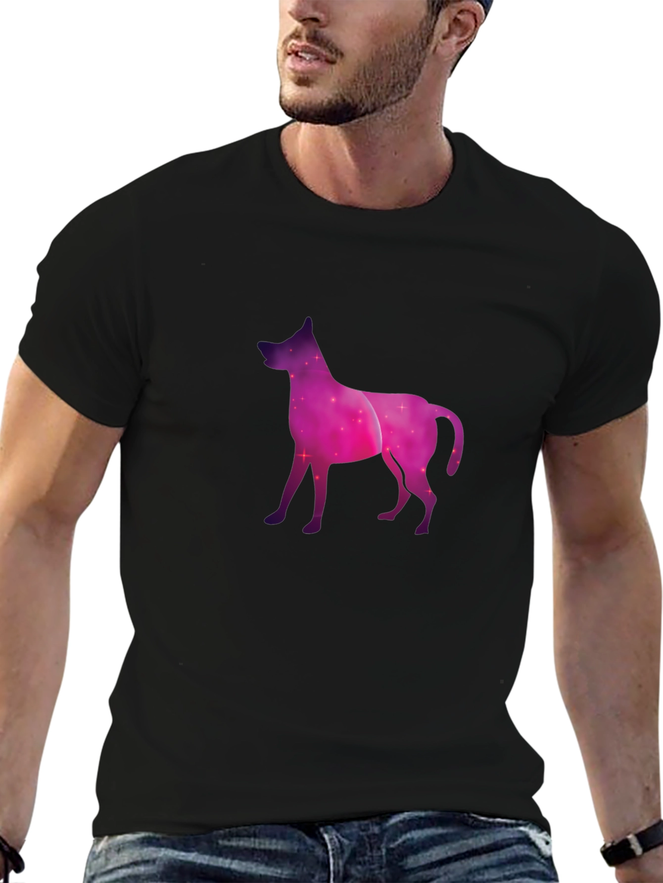 Cosmic Dog Graphic Tee - Black Cotton Blend