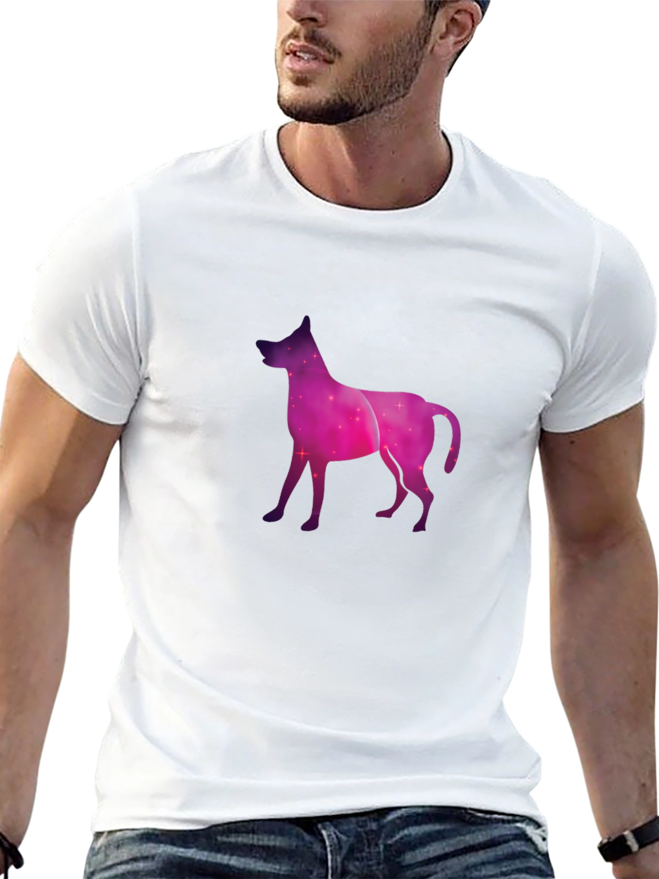 Cosmic Dog Graphic Tee - Black Cotton Blend