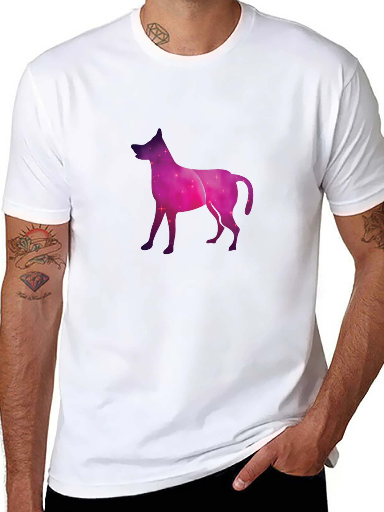 Cosmic Dog Graphic Tee - Black Cotton Blend