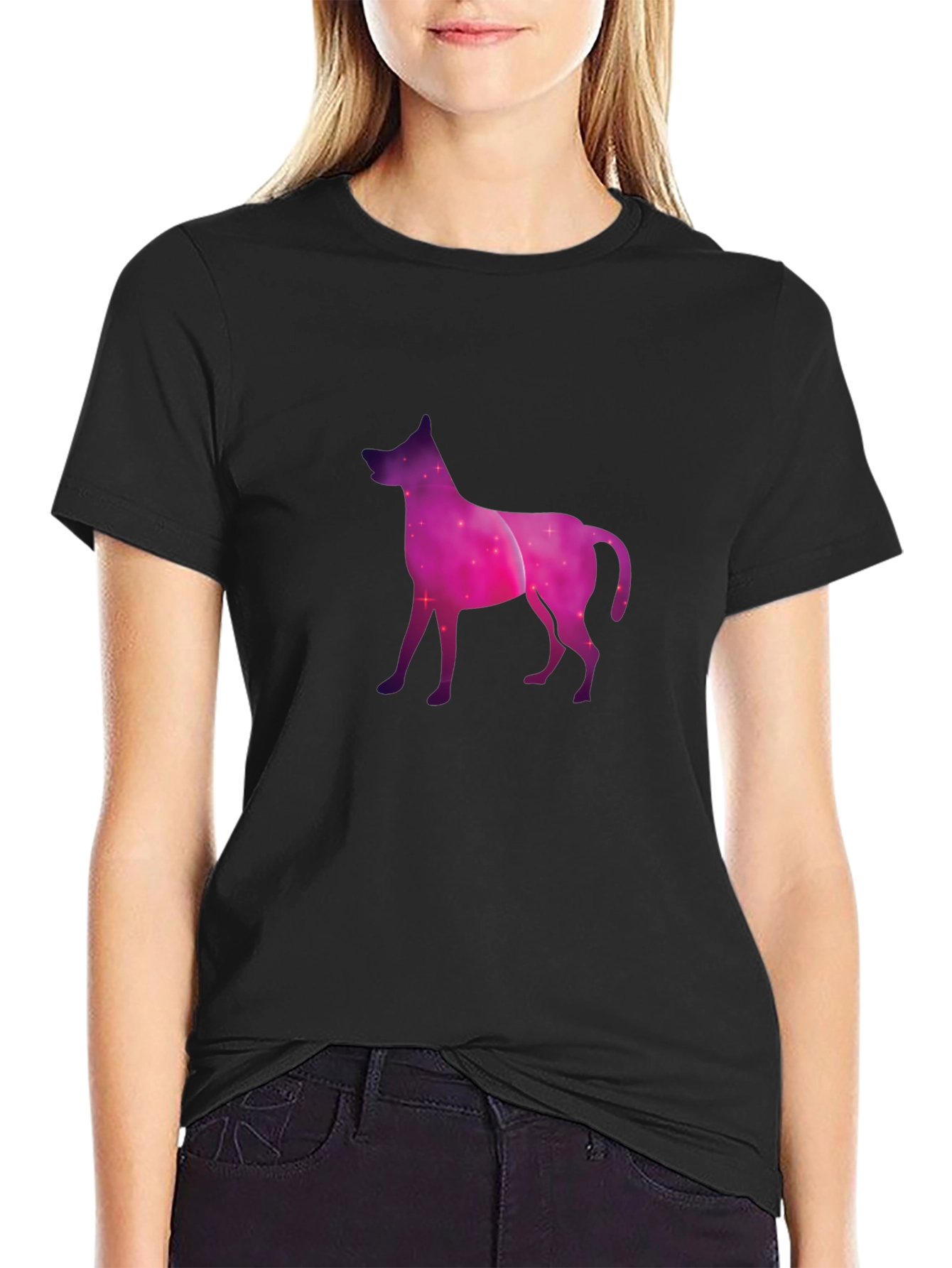 Cosmic Dog Graphic Tee - Black Cotton Blend