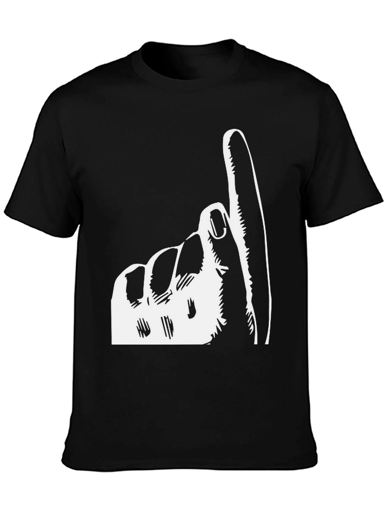Index Finger Up Graphic Tee - Black
