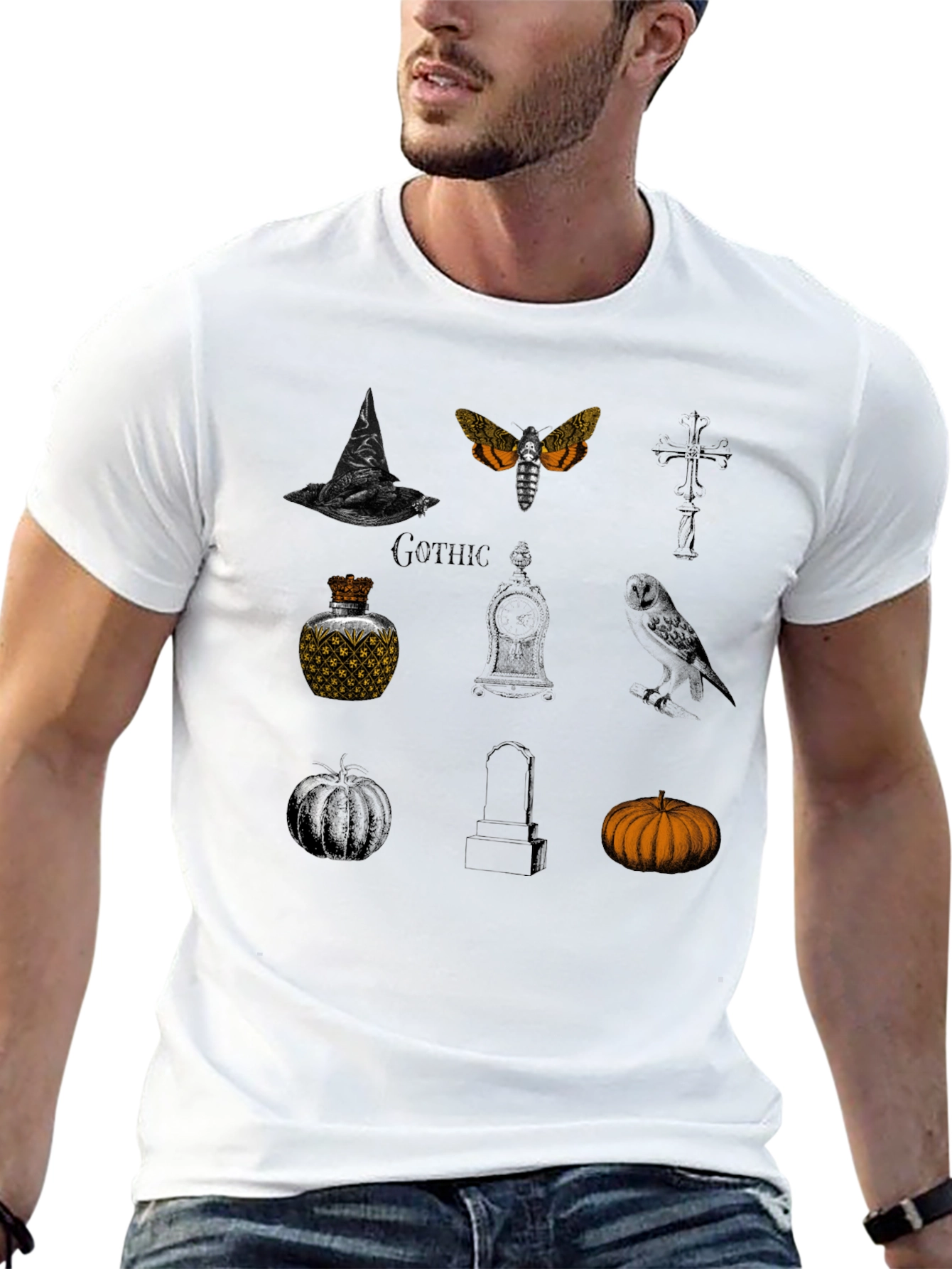 Gothic Halloween Graphic Tee - Stylish Spooky Season
