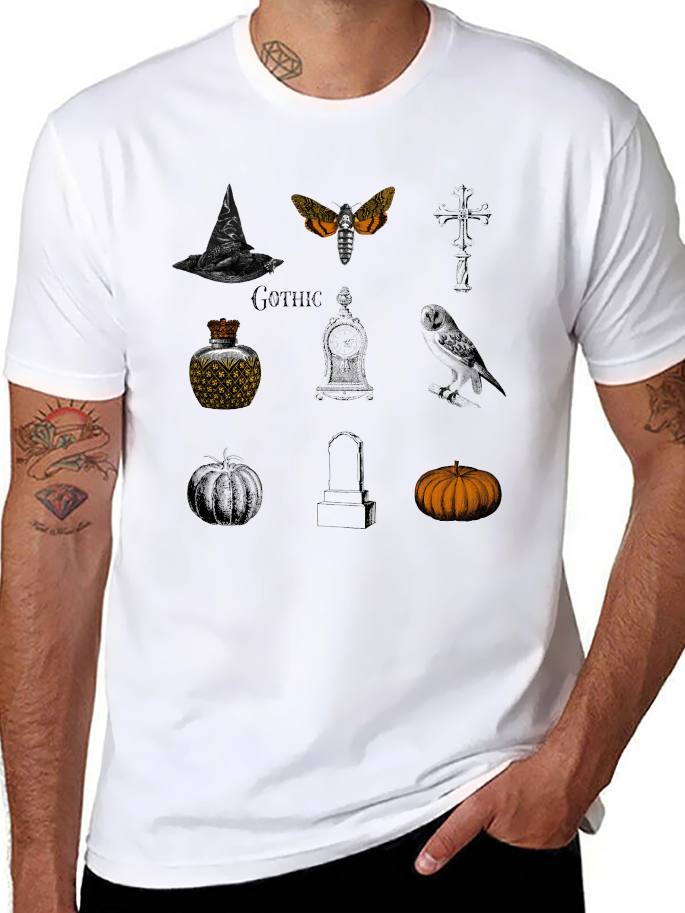Gothic Halloween Graphic Tee - Stylish Spooky Season