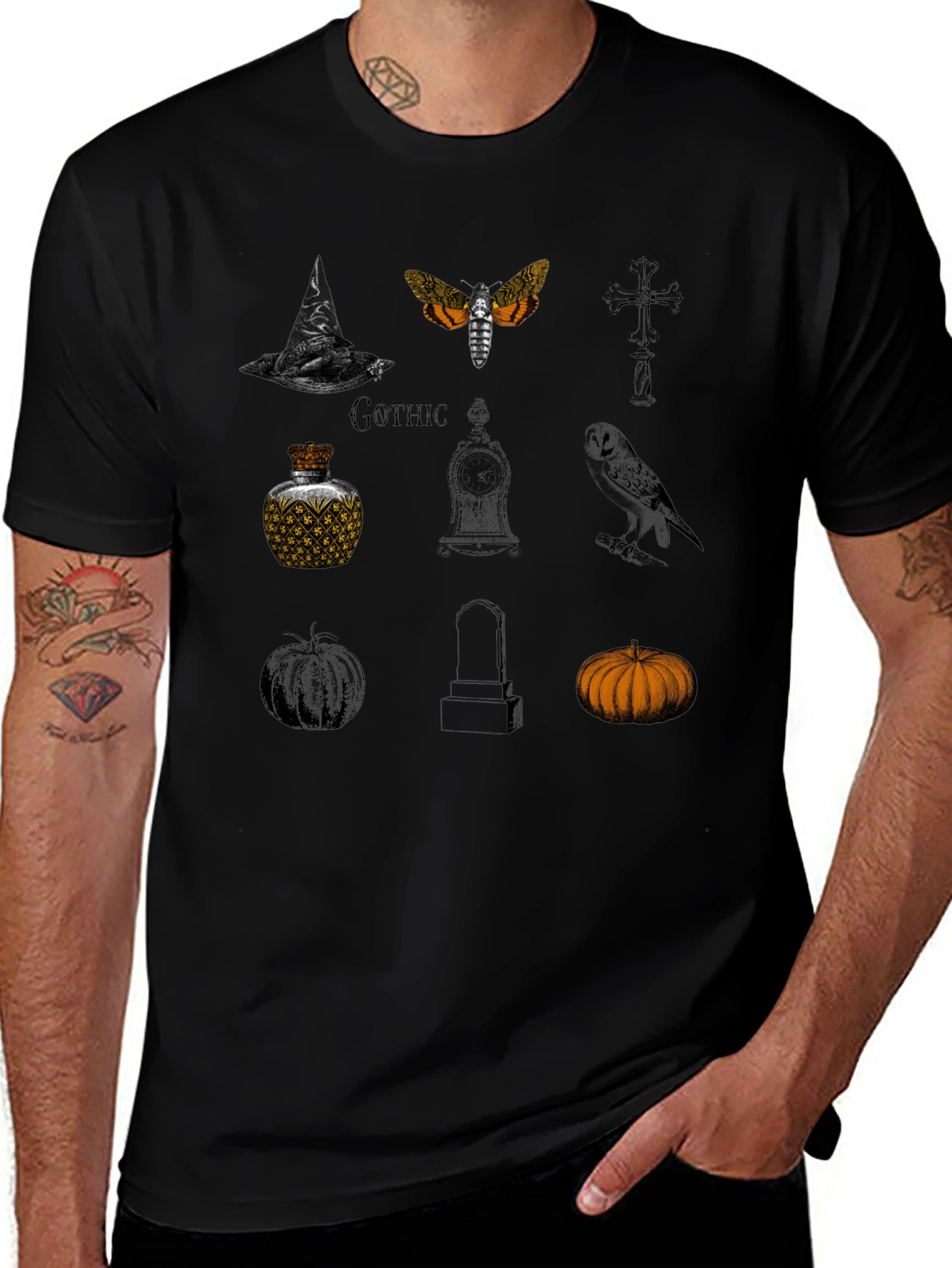 Gothic Halloween Graphic Tee - Stylish Spooky Season