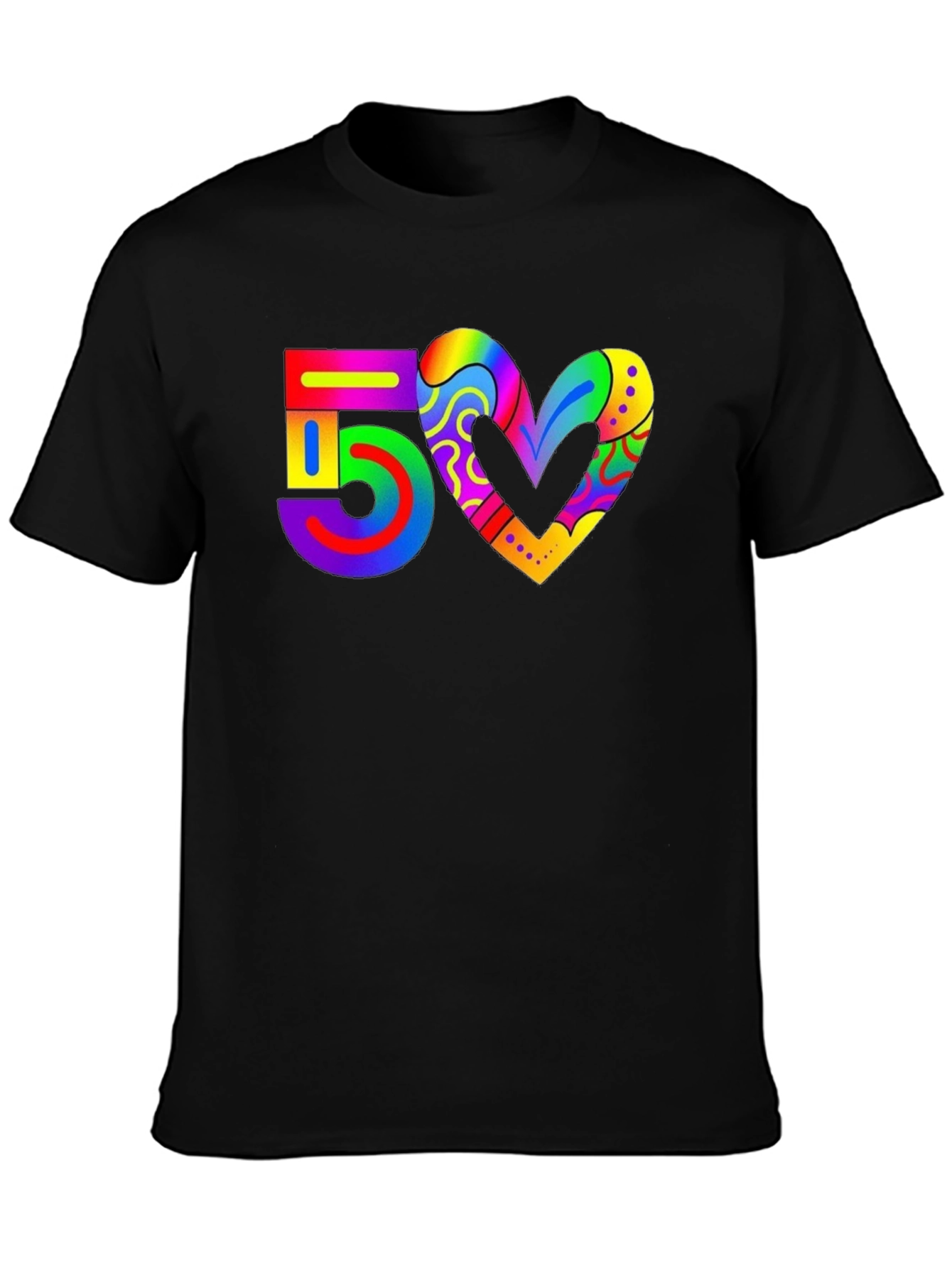Rainbow 50 Heart T-Shirt - Pride Celebration Tee
