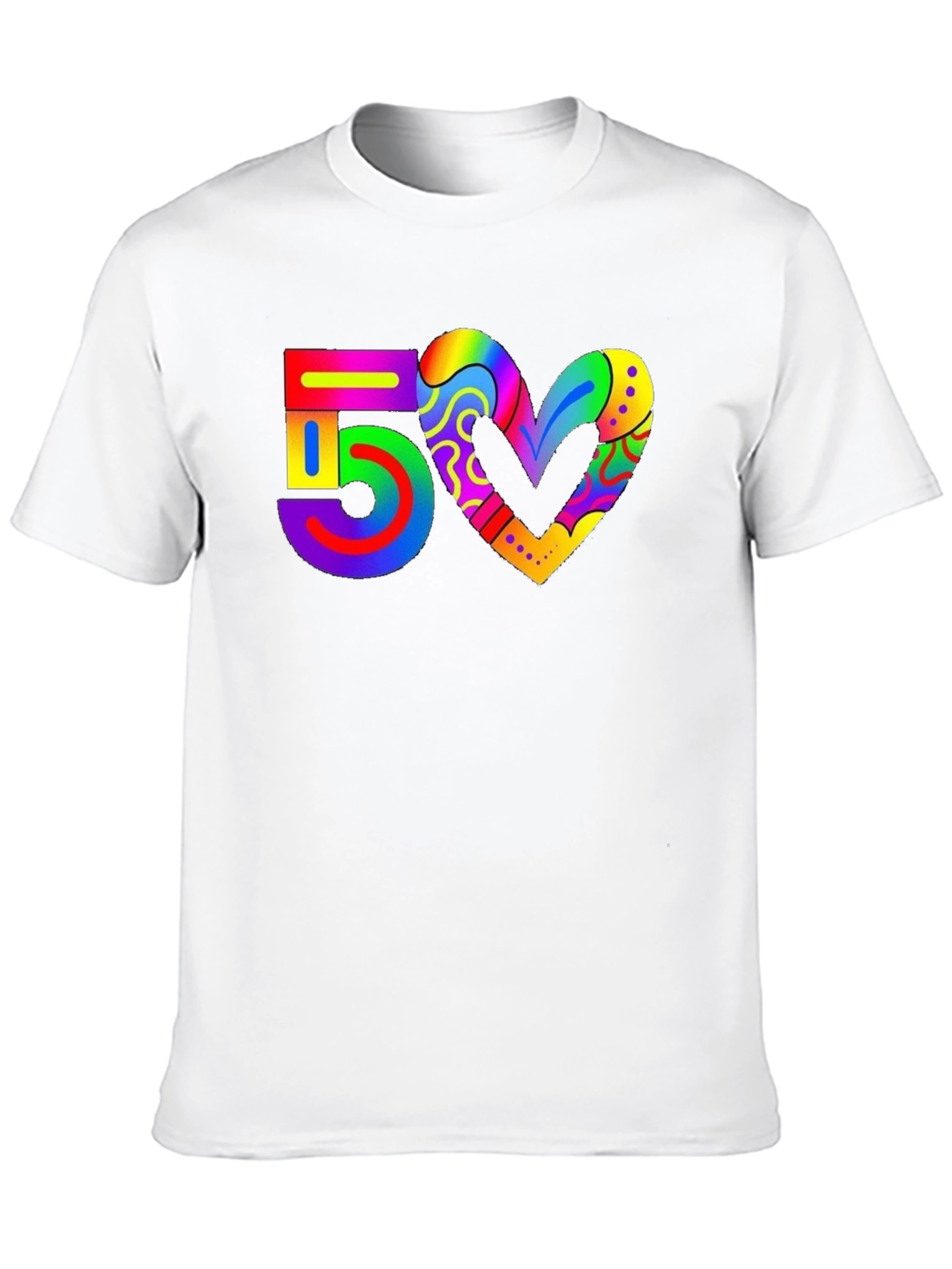 Rainbow 50 Heart T-Shirt - Pride Celebration Tee