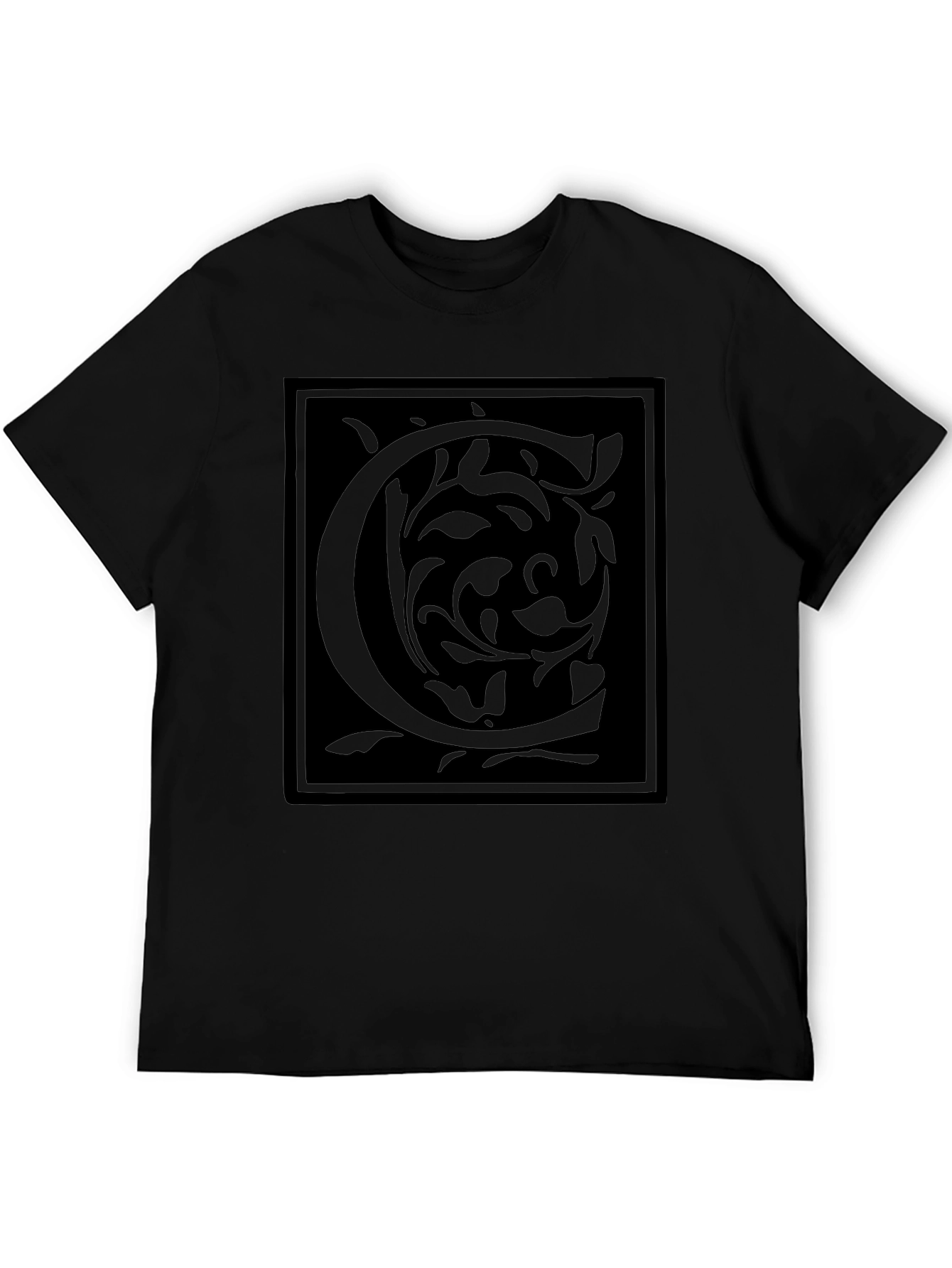 Floral Initial C Black Graphic Tee