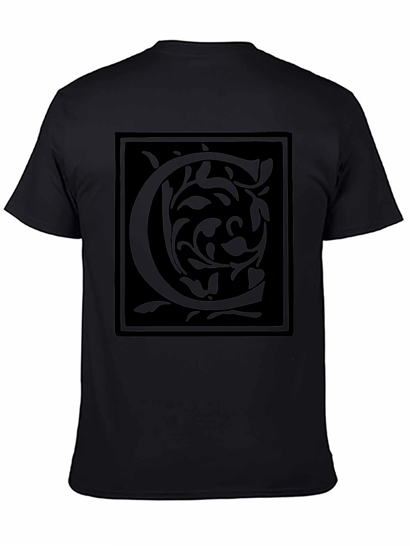Floral Initial C Black Graphic Tee
